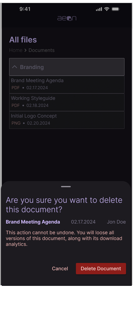 Confirm Delete Document