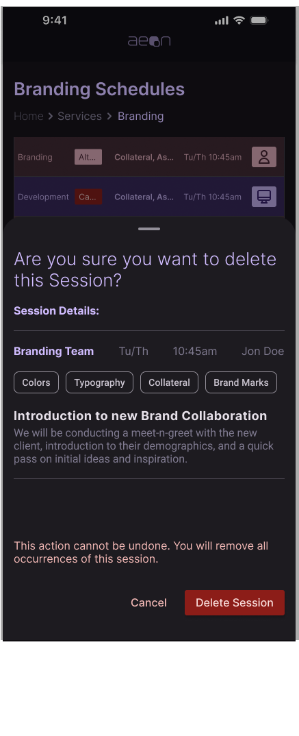 Confirm Delete Schedule