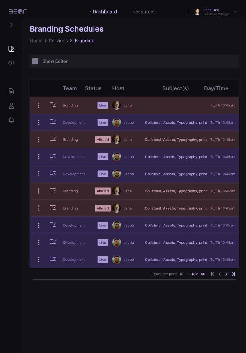 Schedule Table