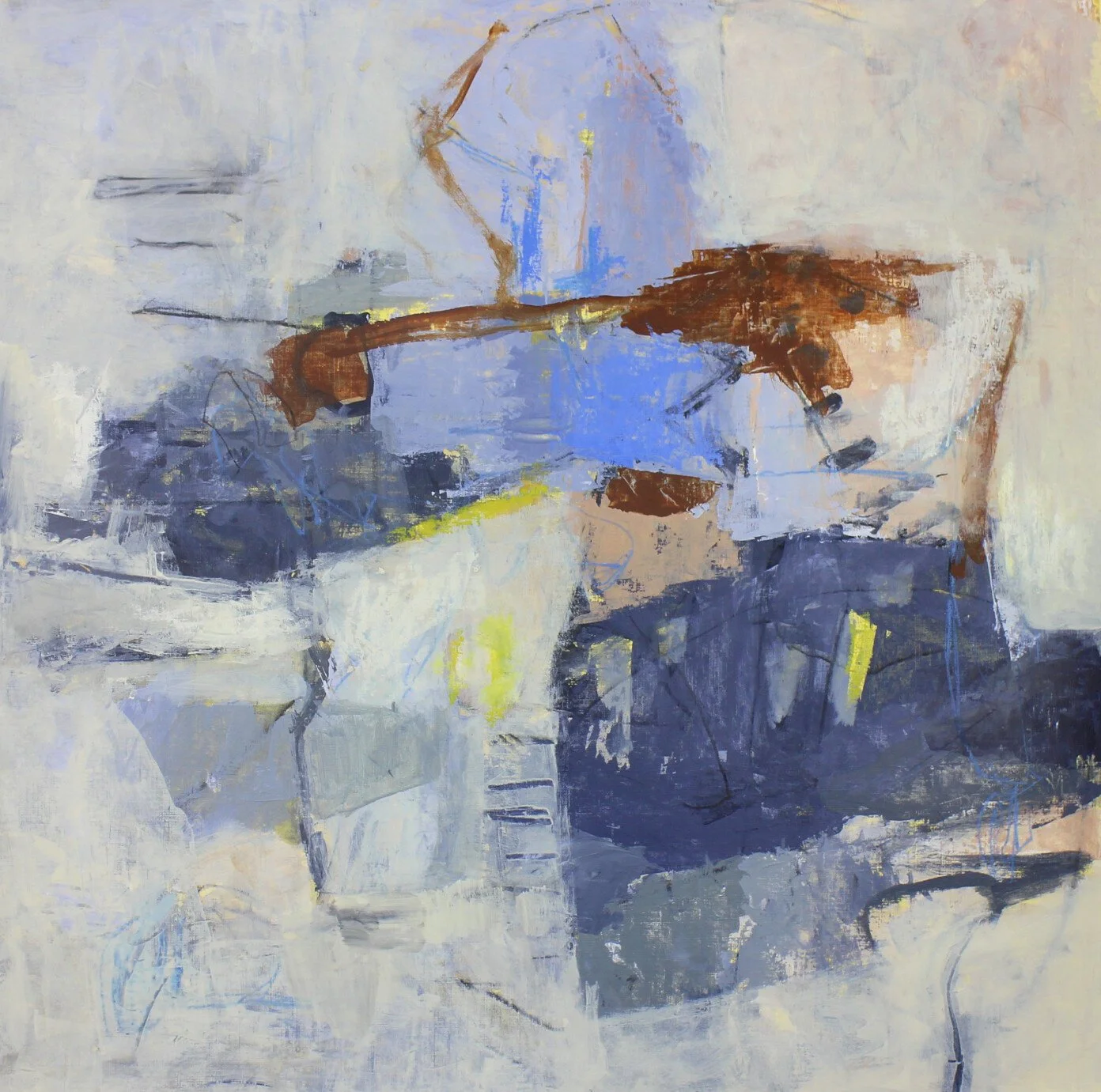 Fly Away, 2020, Acrylique et baton d'huile sur papier de toile (encadré), Acrylic and oil stick on canvas paper (framed), 67.3 x 67.3cm (26.5 x 26.5in), $900.00 CAD