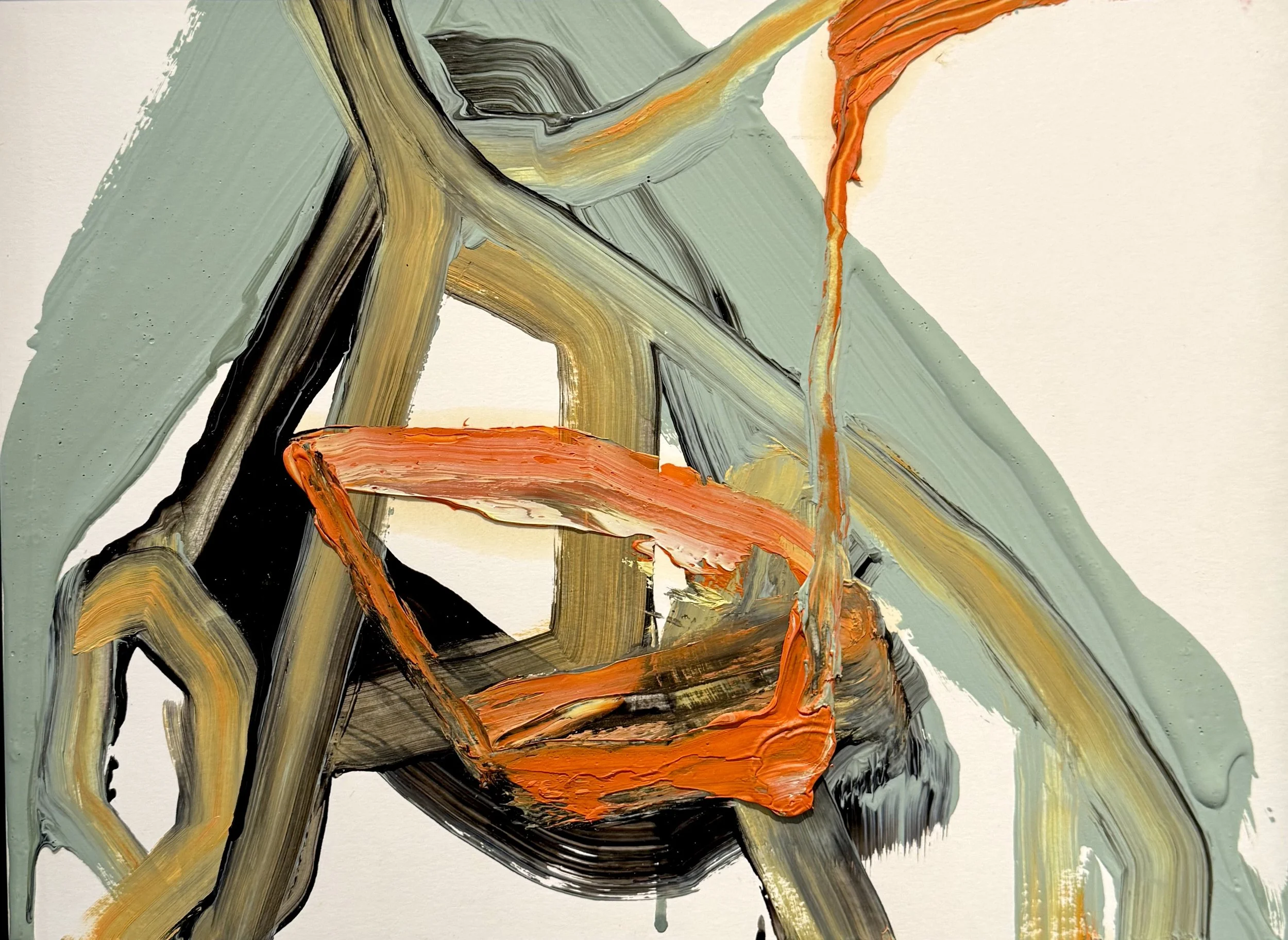 Dortoir 2, 2024, Huile et acrylique sur carton/Oil and acrylic on cardboard, 12 x 16in, $2,700.00 CAD