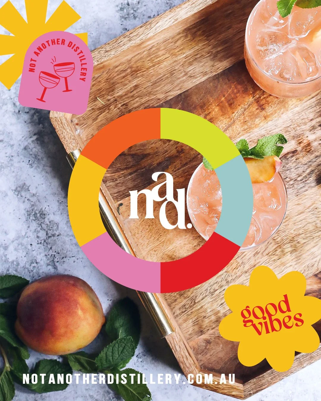 Not Another Distillery submark and colour palette mockup