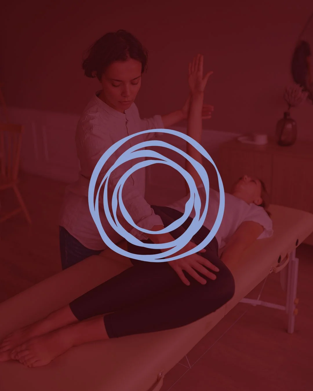 imber health submark over an image of a physiotherapist