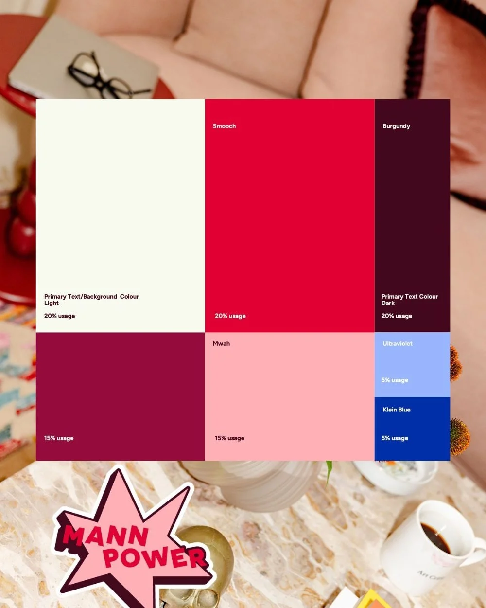 A colour palette we still adore.

Emily Mann of @mannpower_  engaged us to design and develop a new website for her business Mann Power.

With an established logo already in place, our role was to expand the brand world around it. We introduced a bol