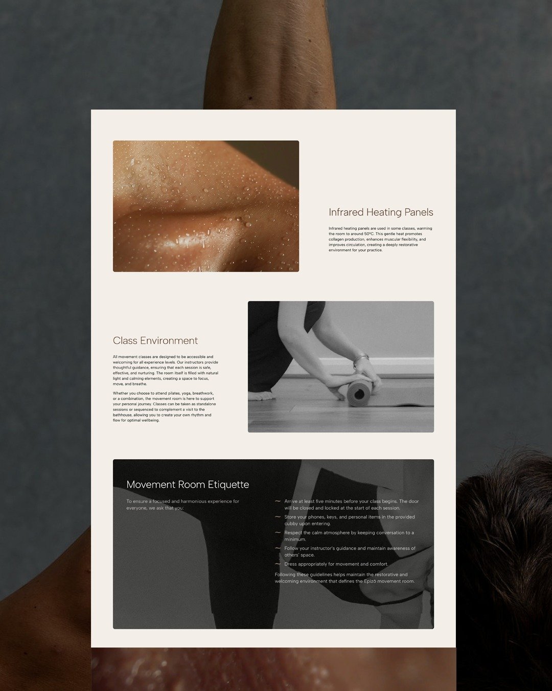 A sneak peek at the recent website launch for @epizo.au .

A sanctuary for body, mind, and ritual - located in the heart of Wagga. Epiz&otilde; is a thoughtfully designed space where movement, heat, water, and personalised treatments come together to