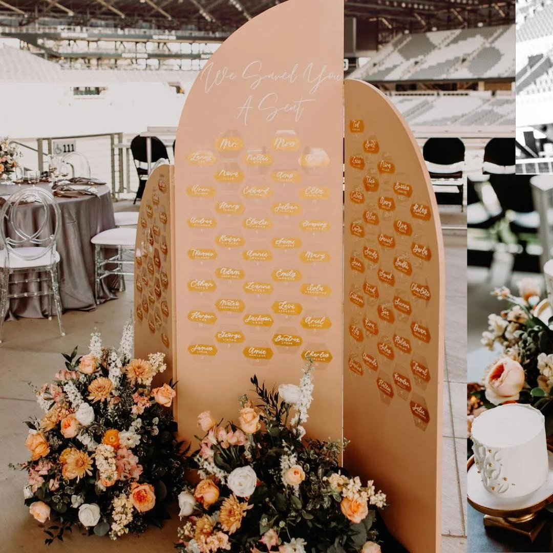 Here’s to weddings that feel like a championship win 🥇 
Loved creating this hand-lettered seating chart for a shoot at Lower.com Field — a venue that proves a soccer stadium can be just as romantic as any ballroom. With city views and t