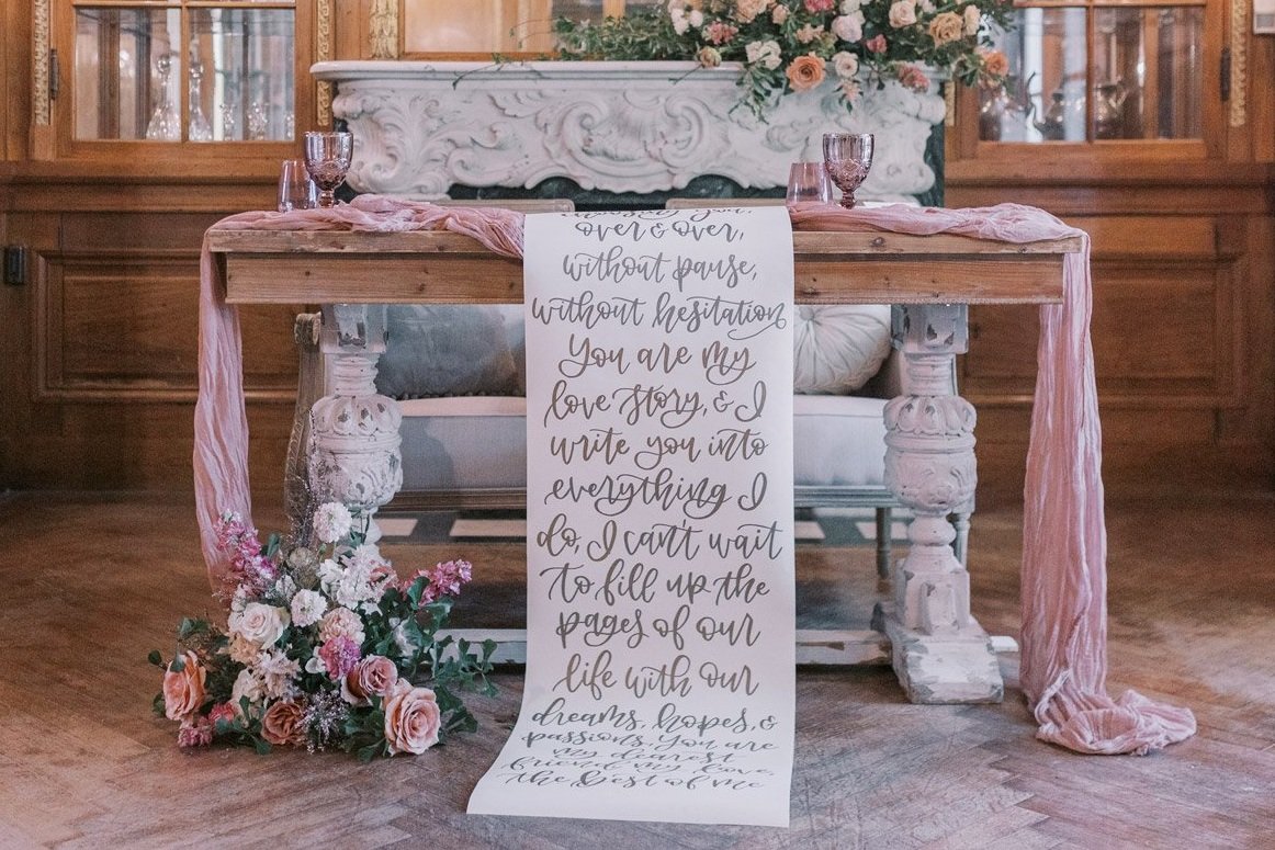 romantic wedding calligraphy scroll