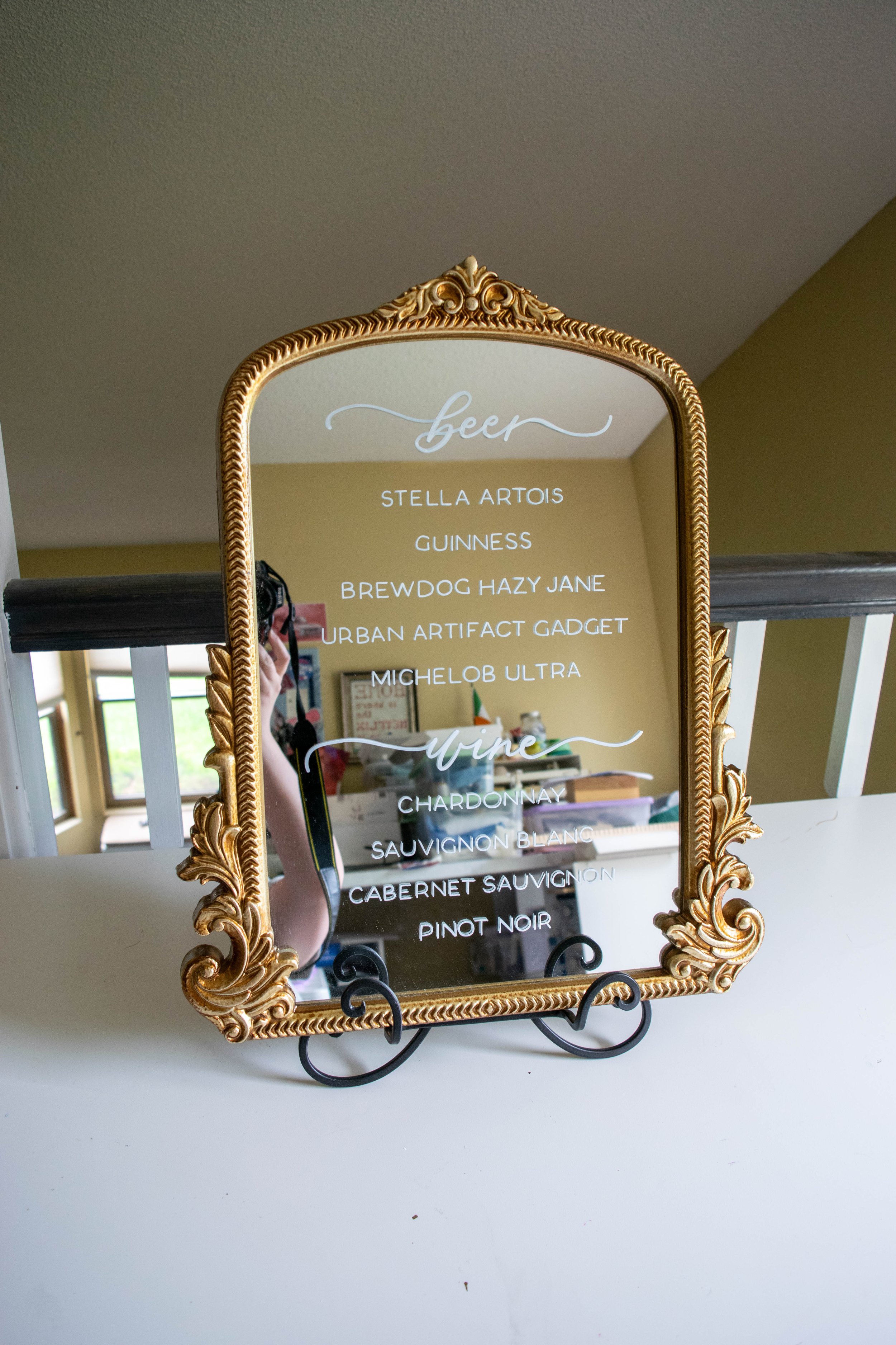 medium gold tabletop mirror rental