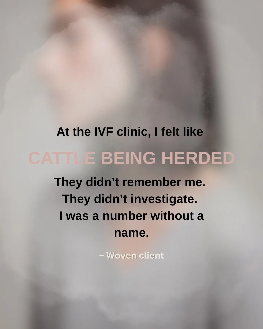 I was so struck by these words as my client shared her experience at the IVF clinic. This feeling -- of being no more than herded cattle -- was what gave her the permission to ask some hard questions, &quot;Is this really my only option?&quot; &quot;