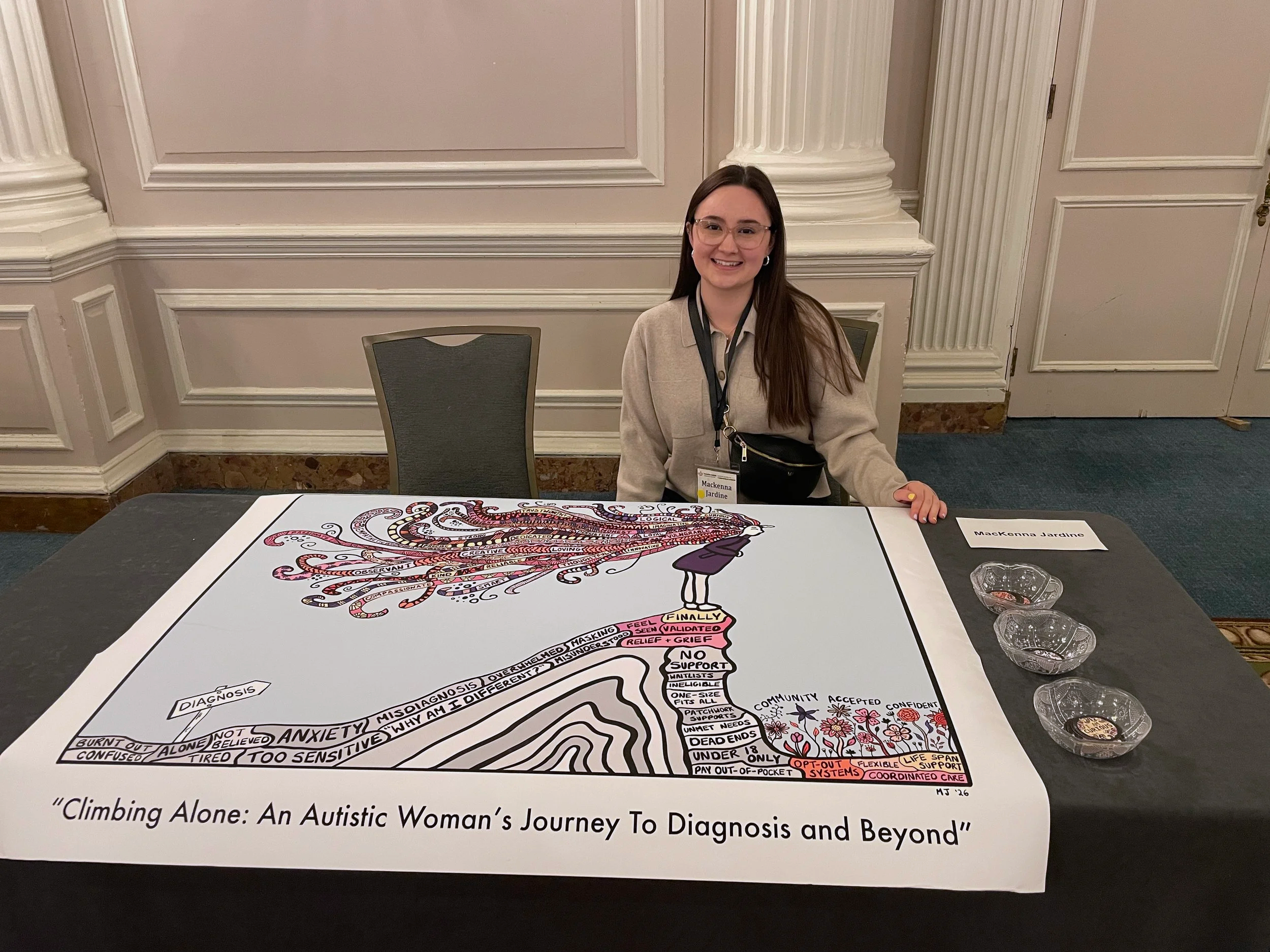 MacKenna sharing her artwork at CALS 2026