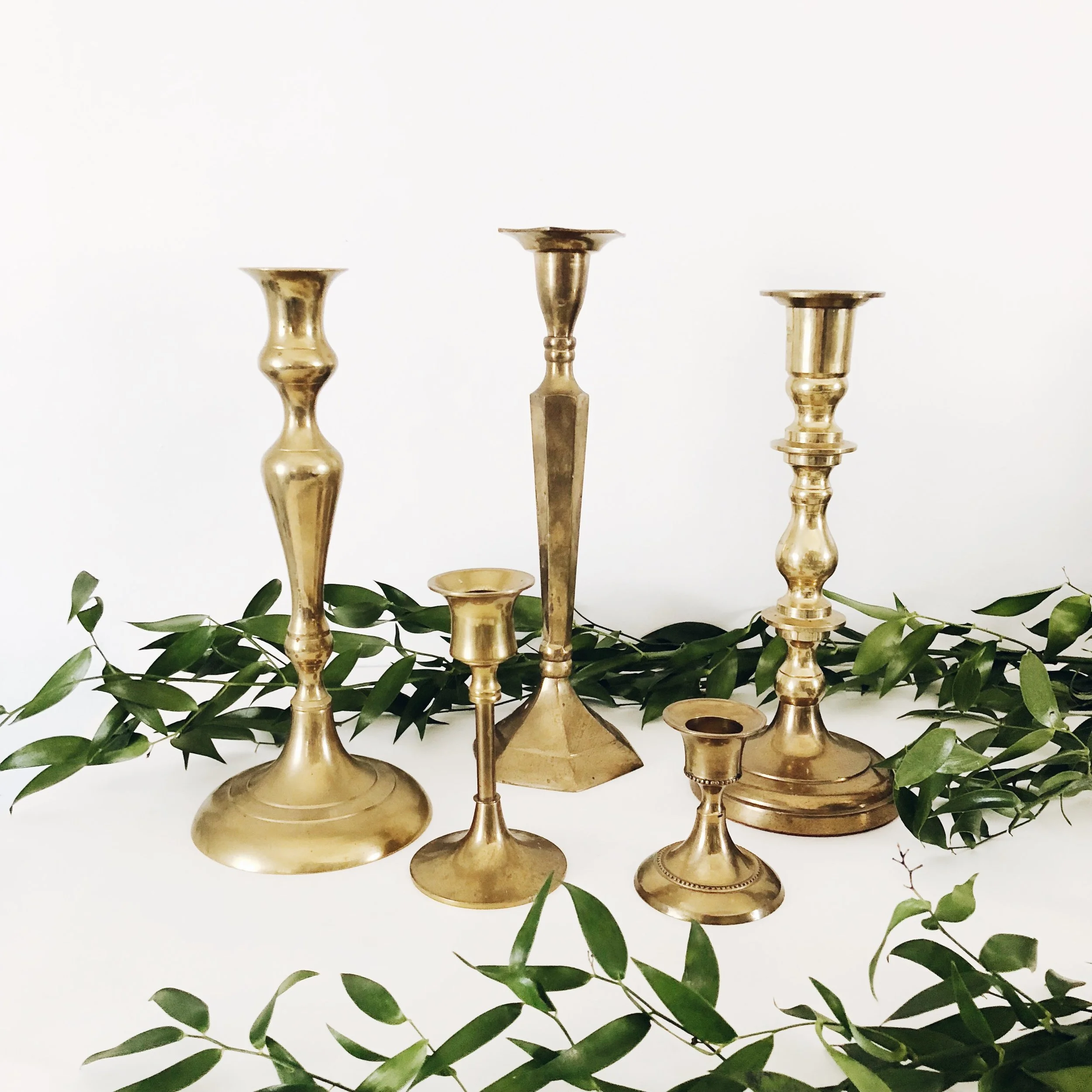 vintage brass candlesticks (varied)