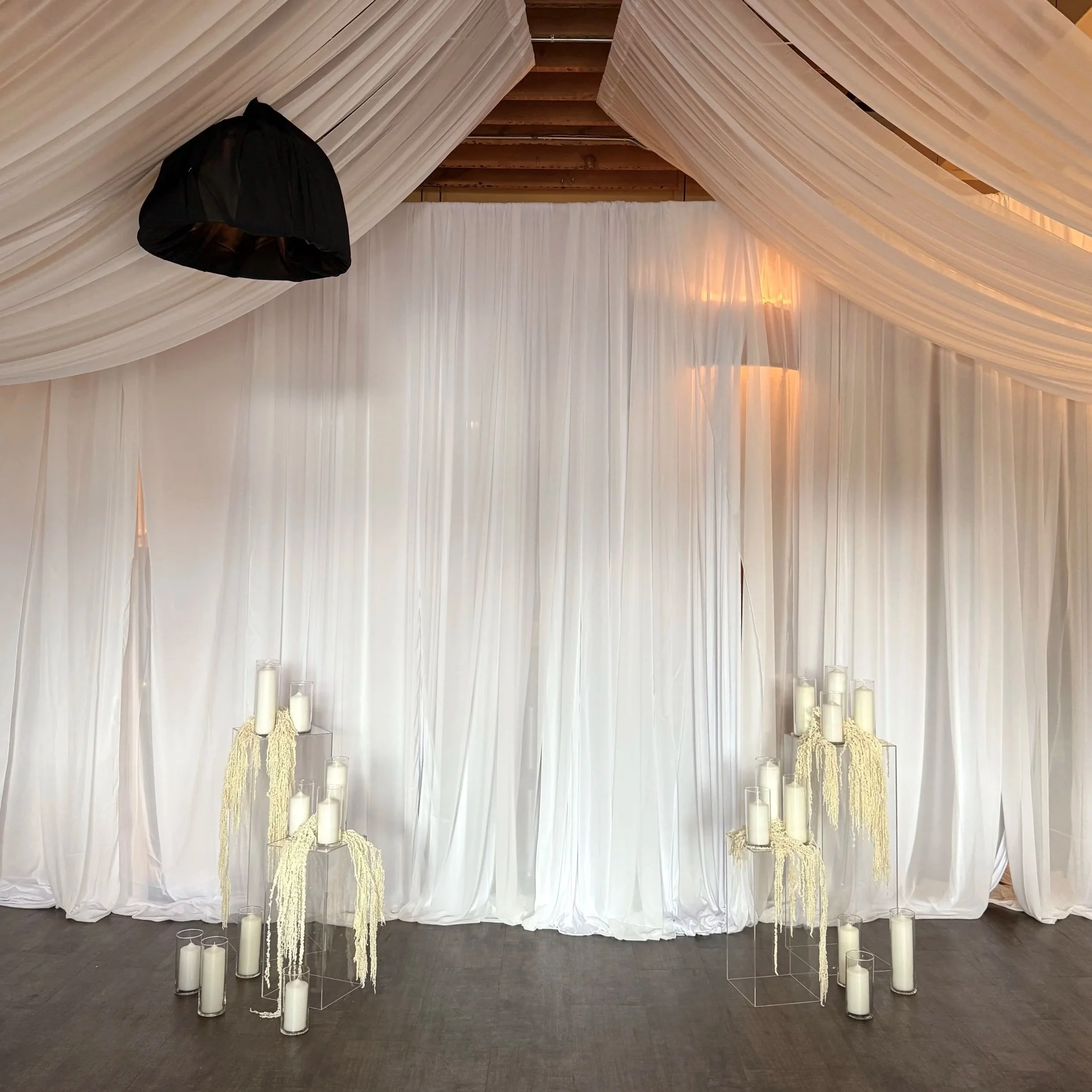 white chiffon fabric draping backdrop (various sizes, customizable fabric available!)