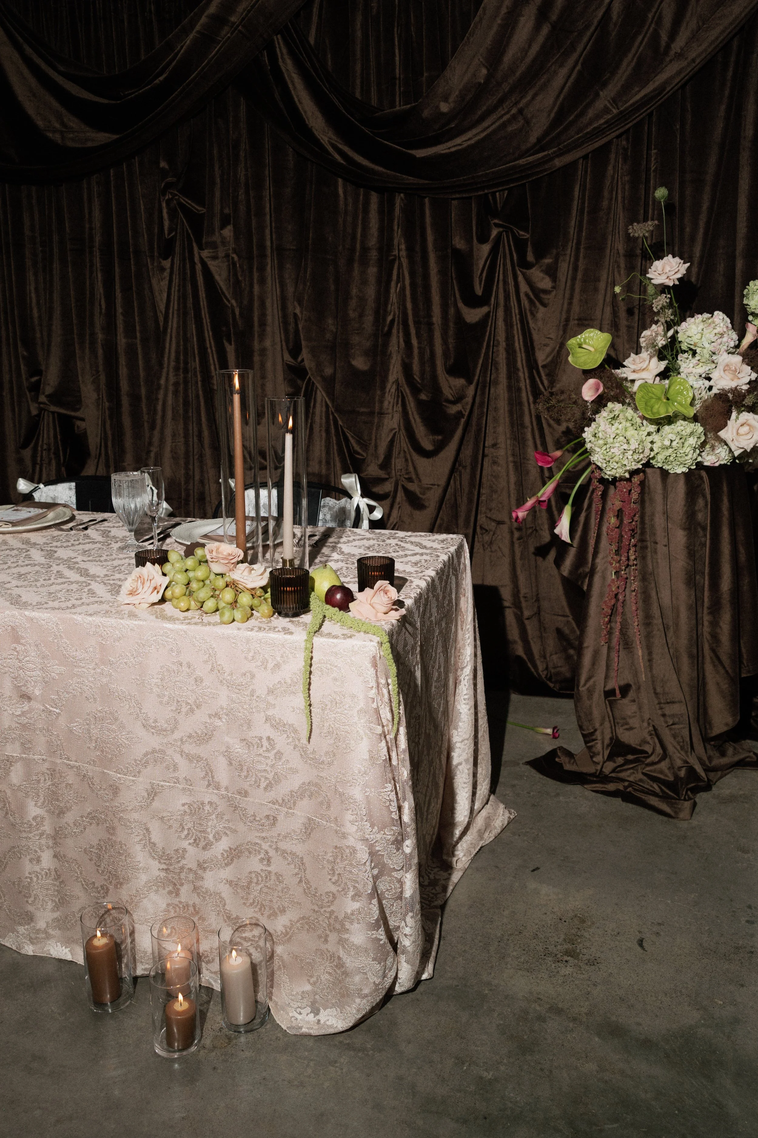 chocolate brown velvet fabric draping backdrop (various sizes, customizable fabric available)