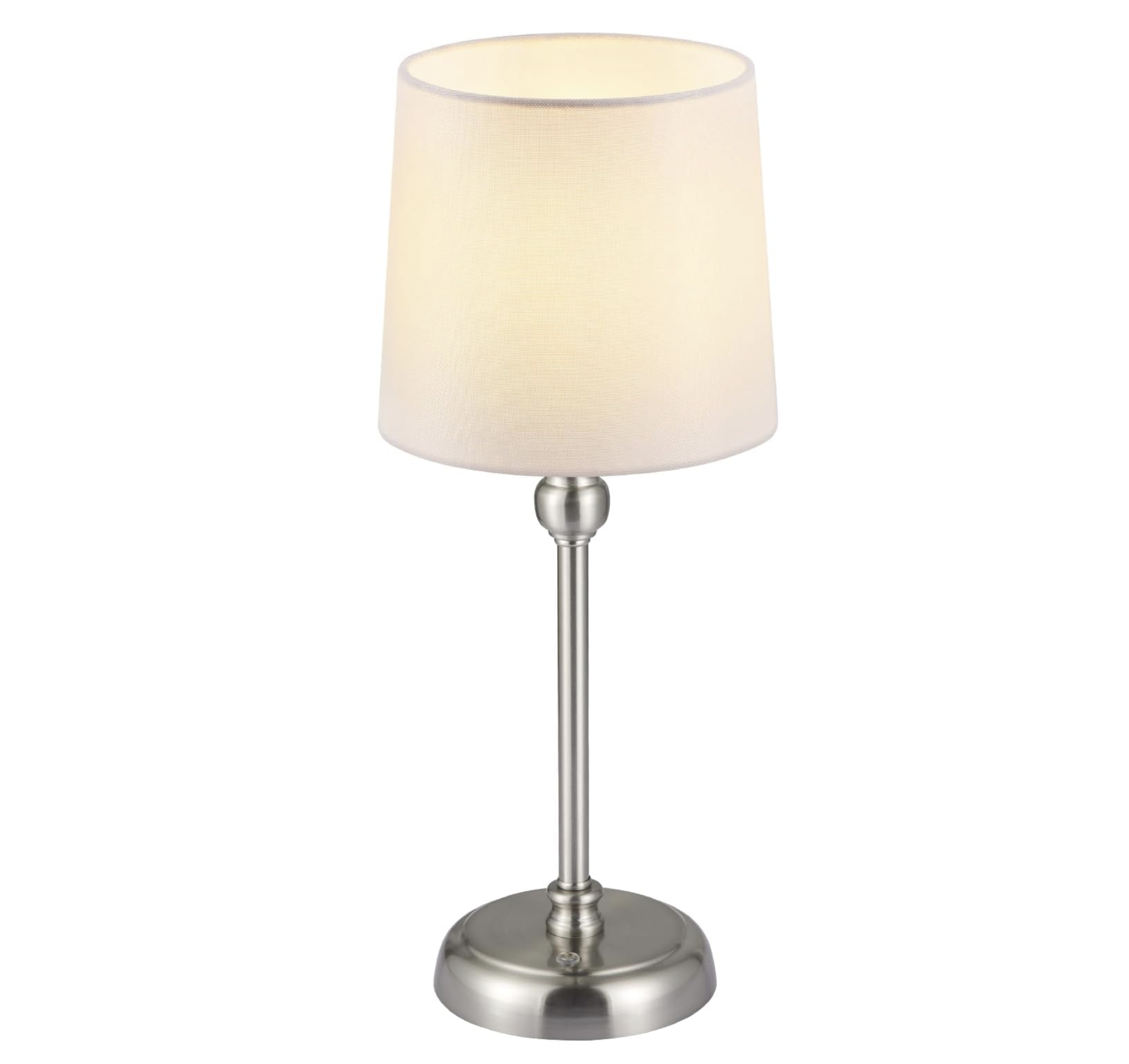 silver fabric shade battery powered table lamps
