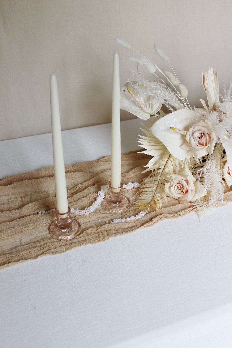 blush glass taper candle holders