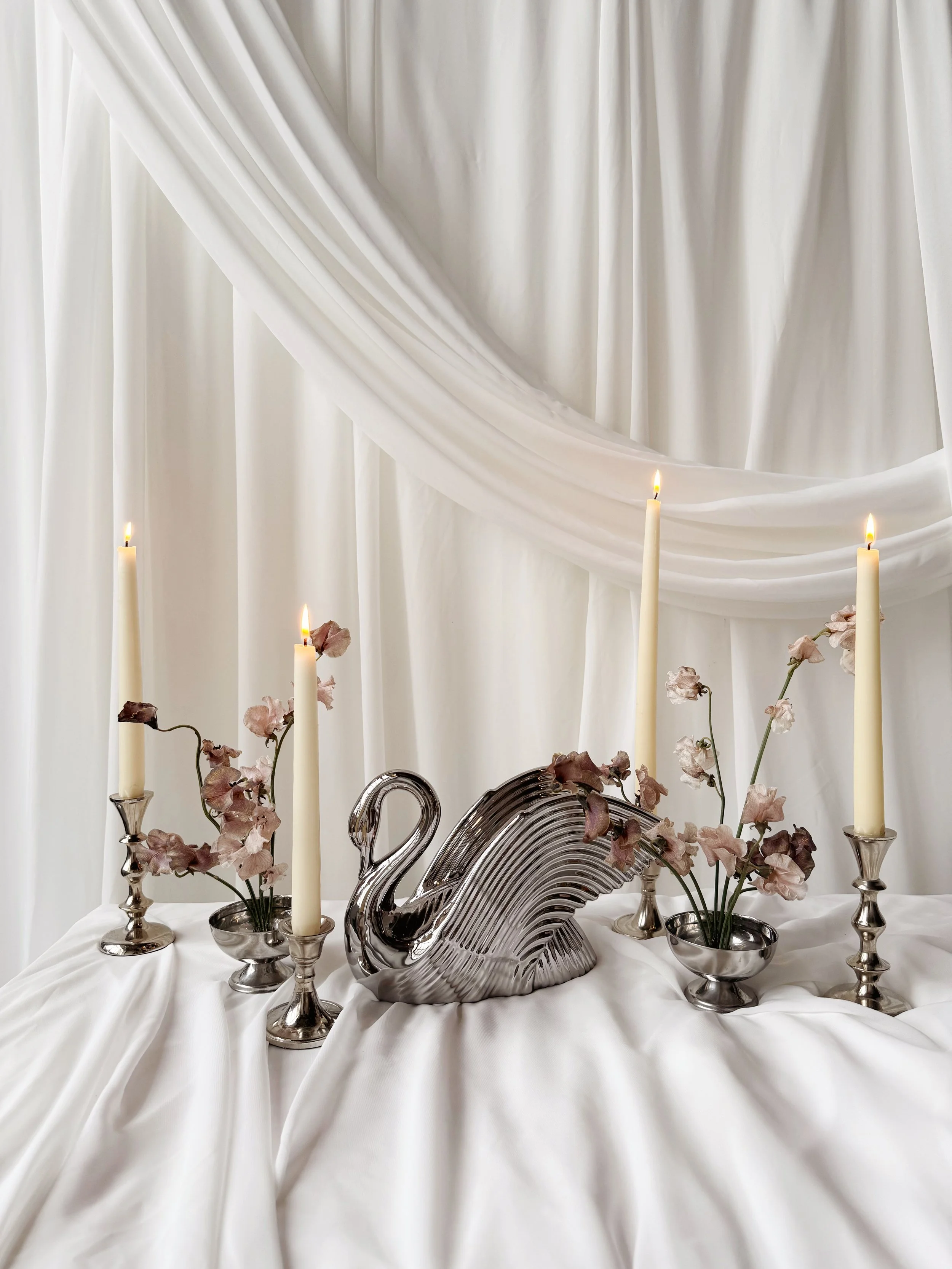 white chiffon fabric draping backdrop (various sizes, customizable fabric available)