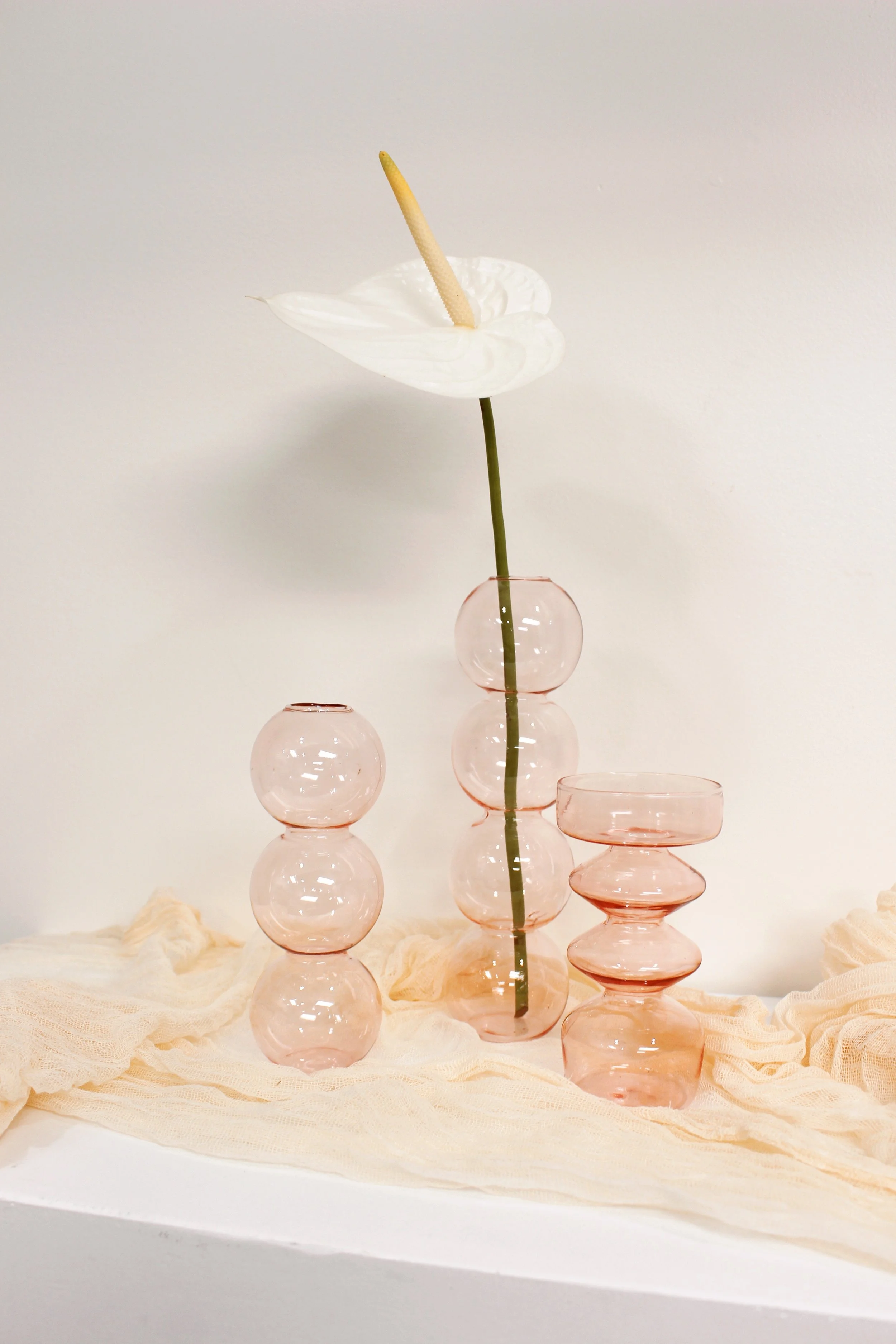 pink glass bubble bud vases