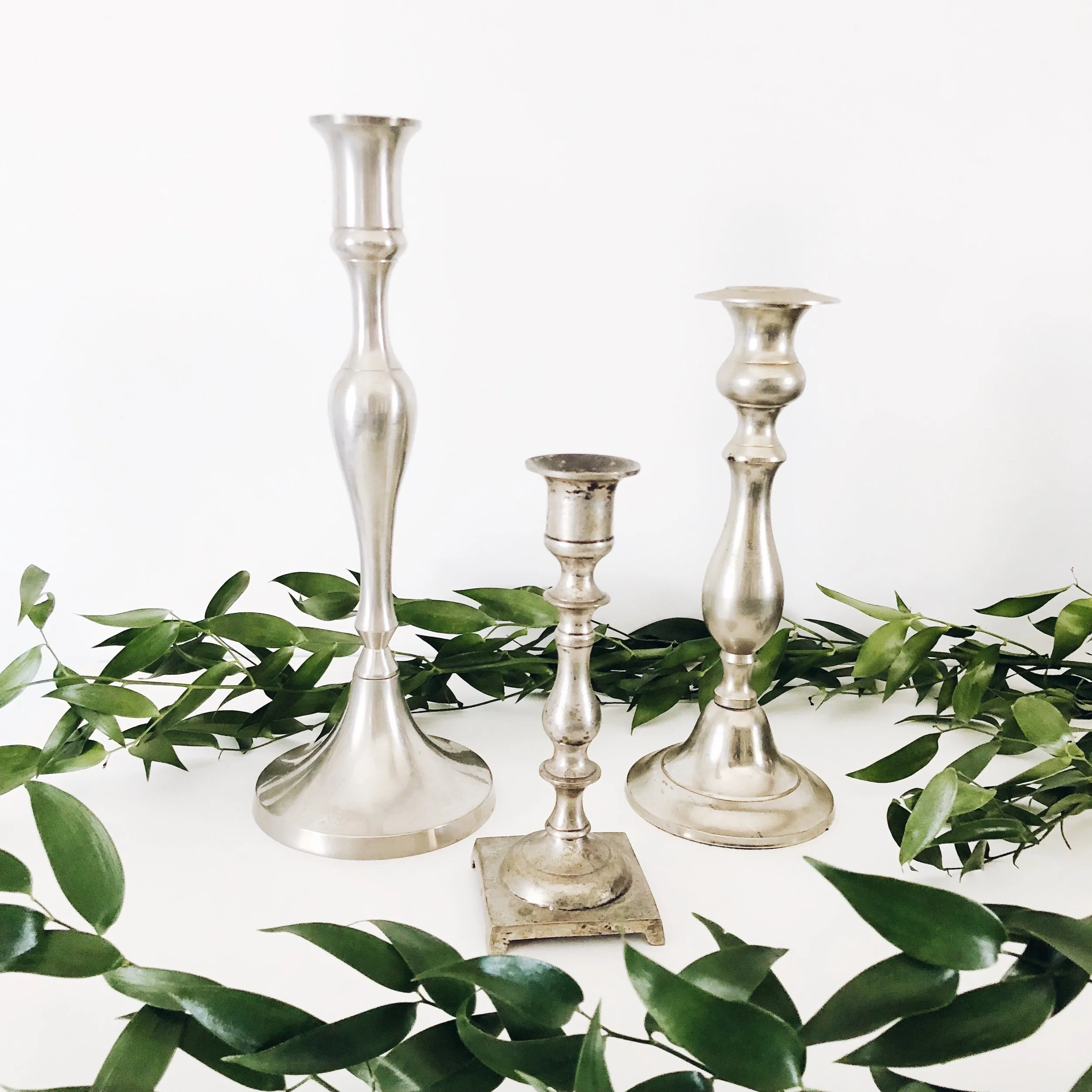 vintage silver candlesticks (varied)