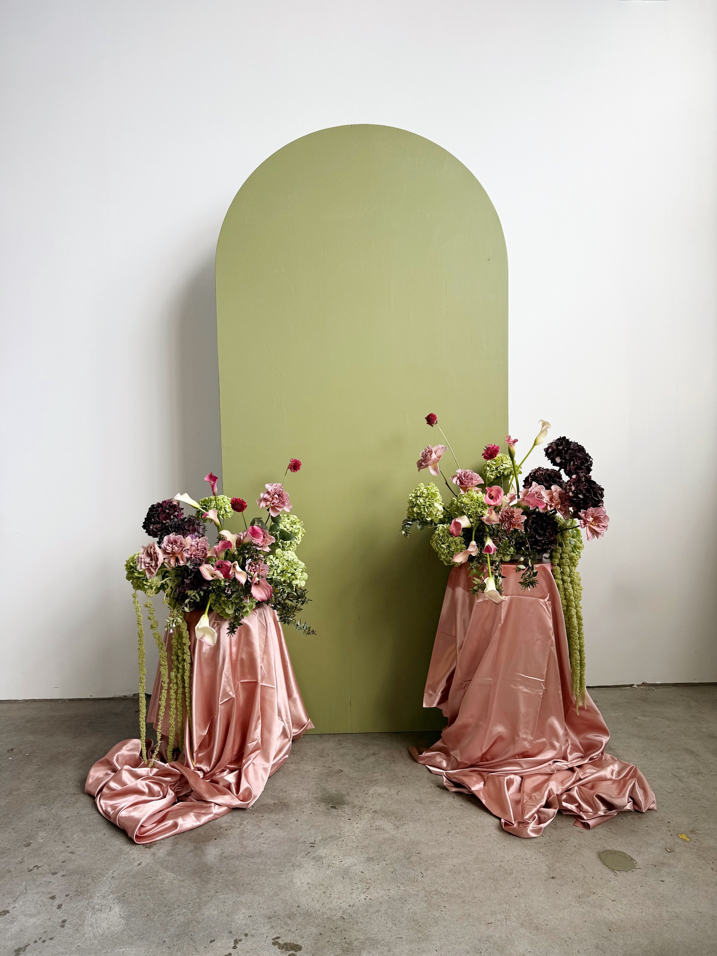 mauve satin pillar draping fabric (various sizes, custom fabrics available) 