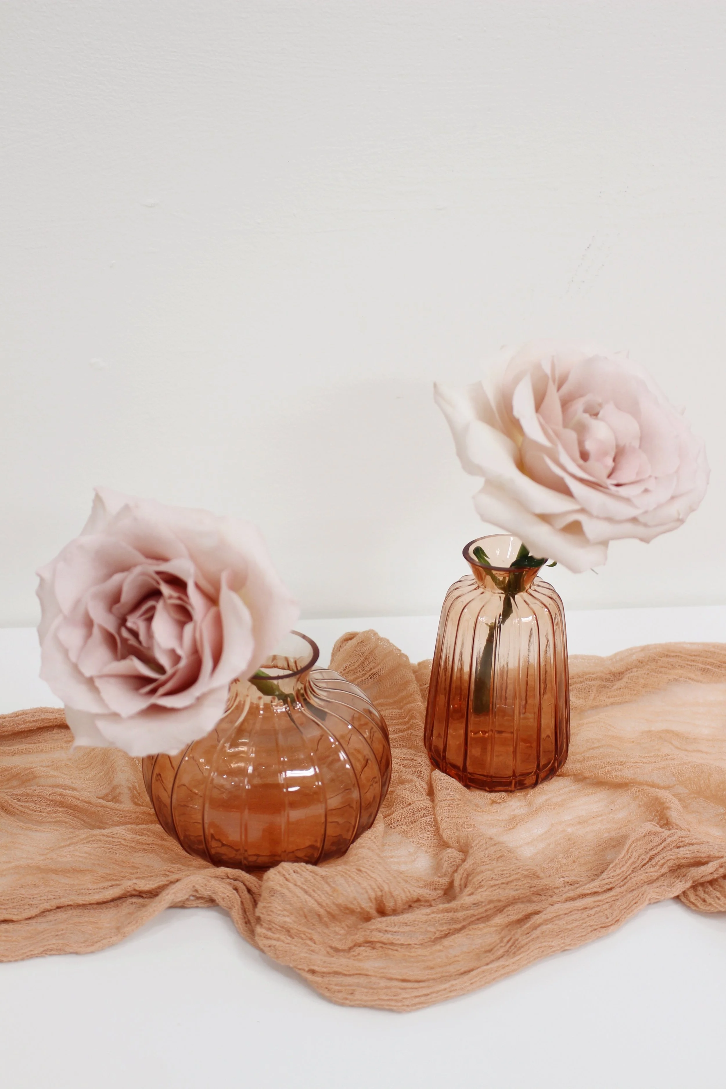 rose blush ribbed glass bud vase