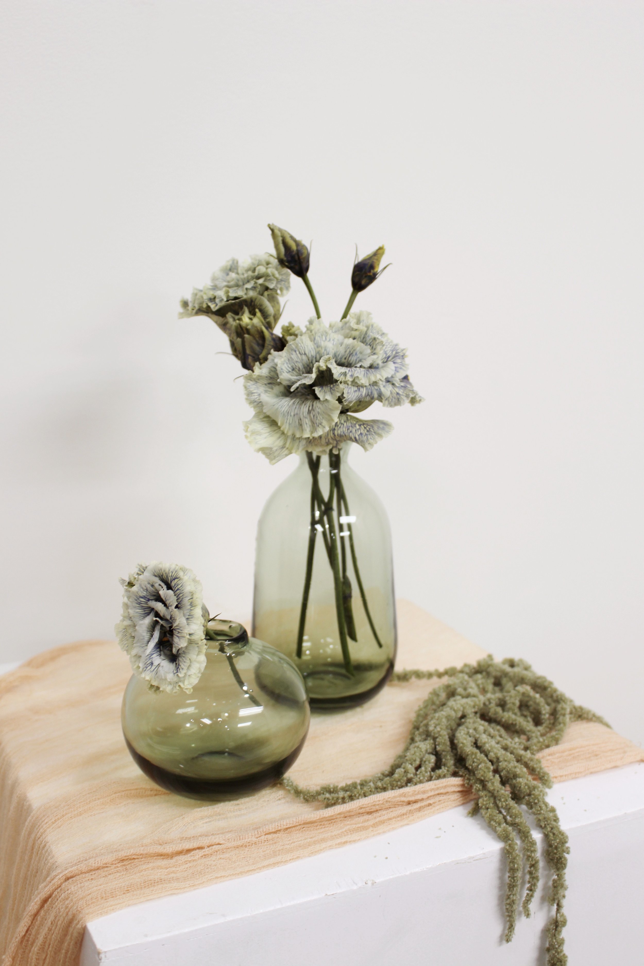 sage glass bud vases