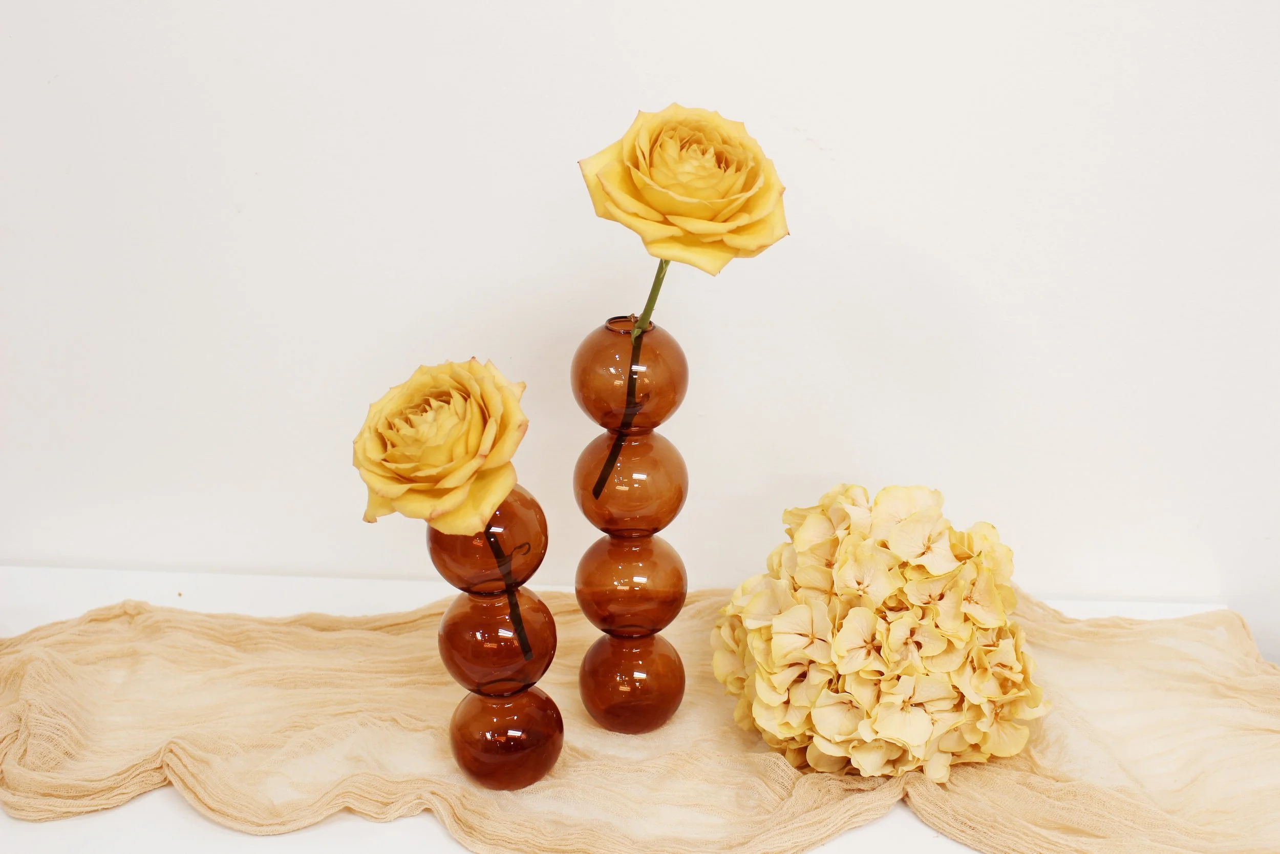 brown glass bubble bud vases