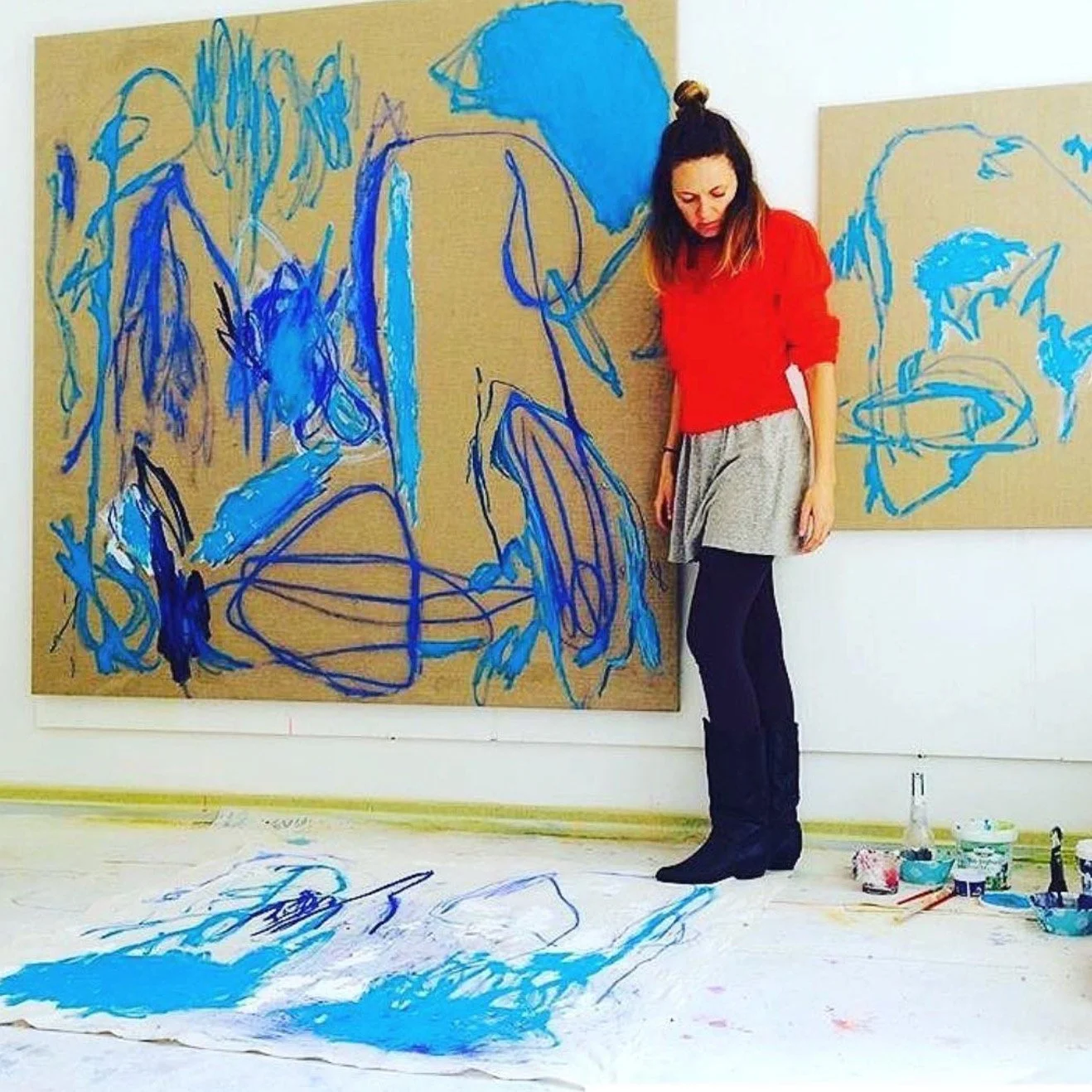 Then and now &hellip; #oldbutgold #contemporarypainter #contemporaryart #contemporaryartist #contemporarypainting #oiloncanvas #oilpainting #aliciahenry #colorfieldpainting #blue