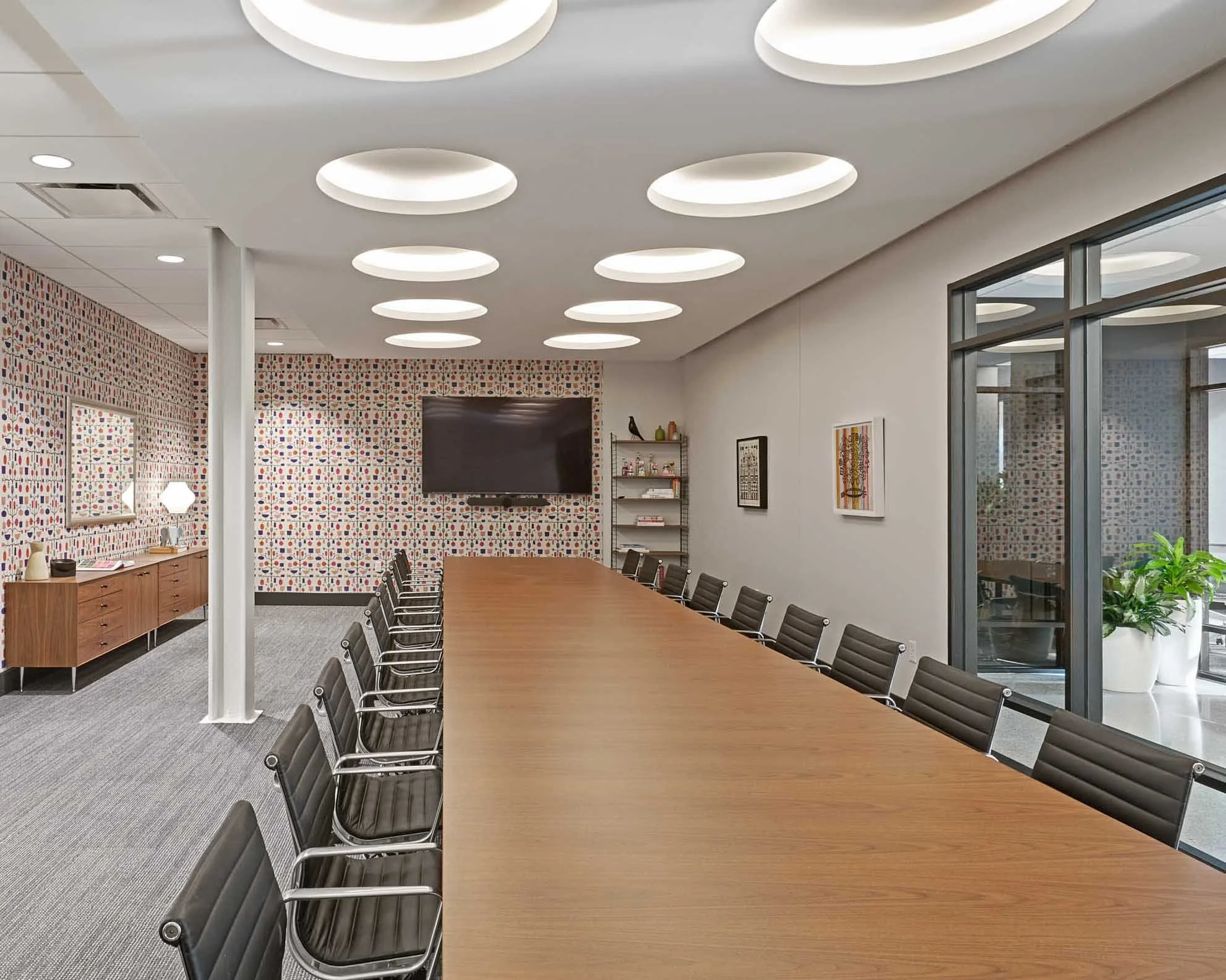 Northstar Center boardroom with contemporary lighting.