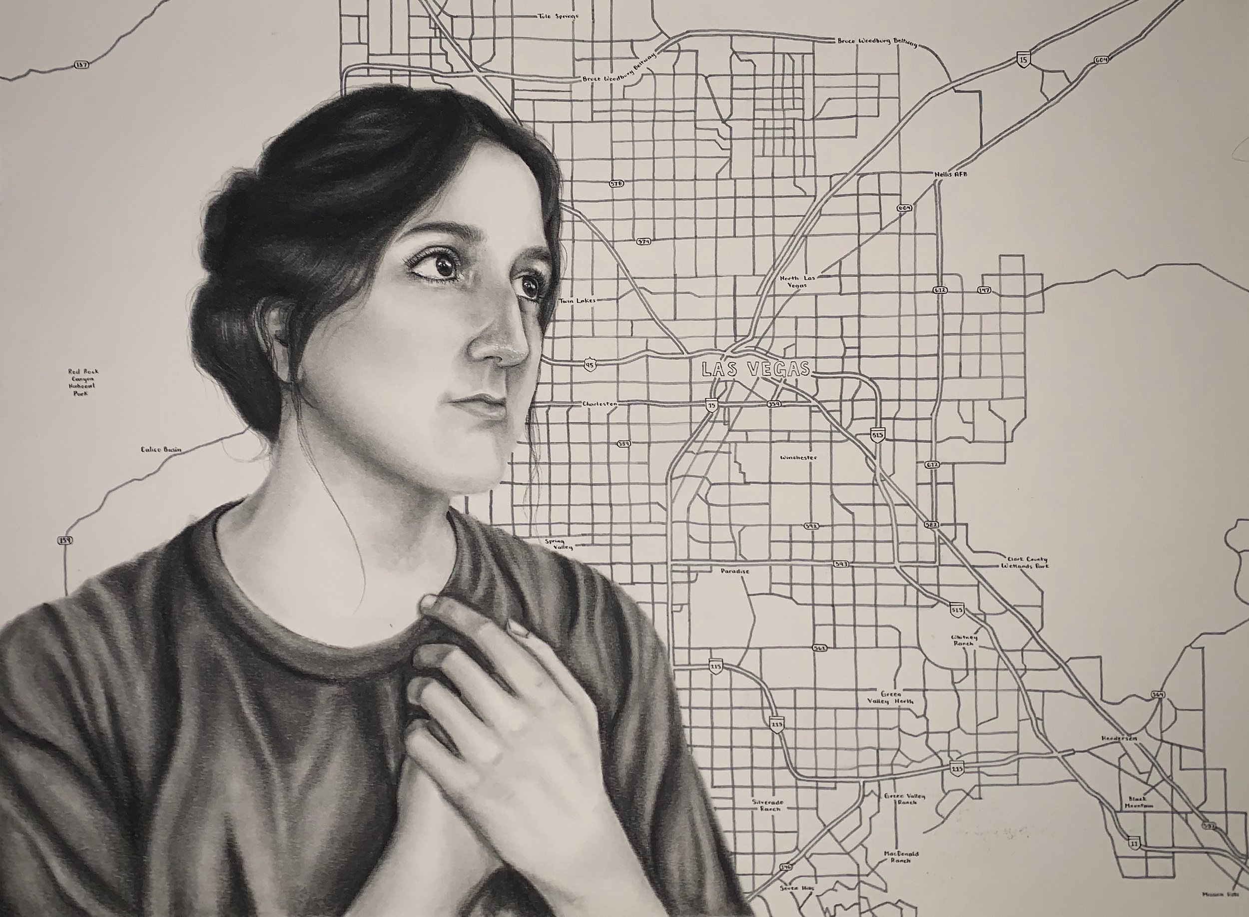 Untitled (A Self-Portrait) (2021), Charcoal on Paper, 22" x 30"