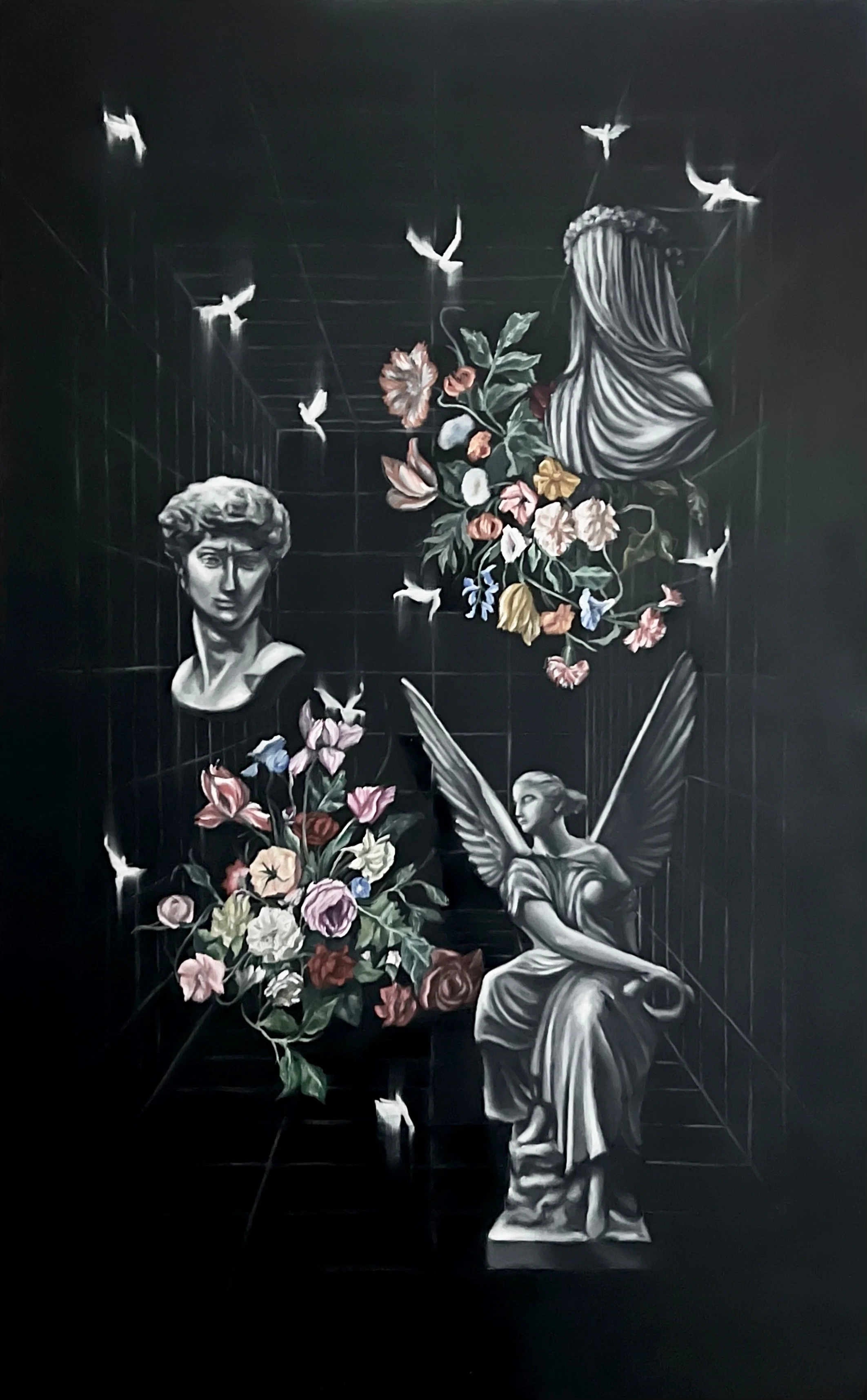 Etherealize (2022), Oil on Panel, 48" x 30"