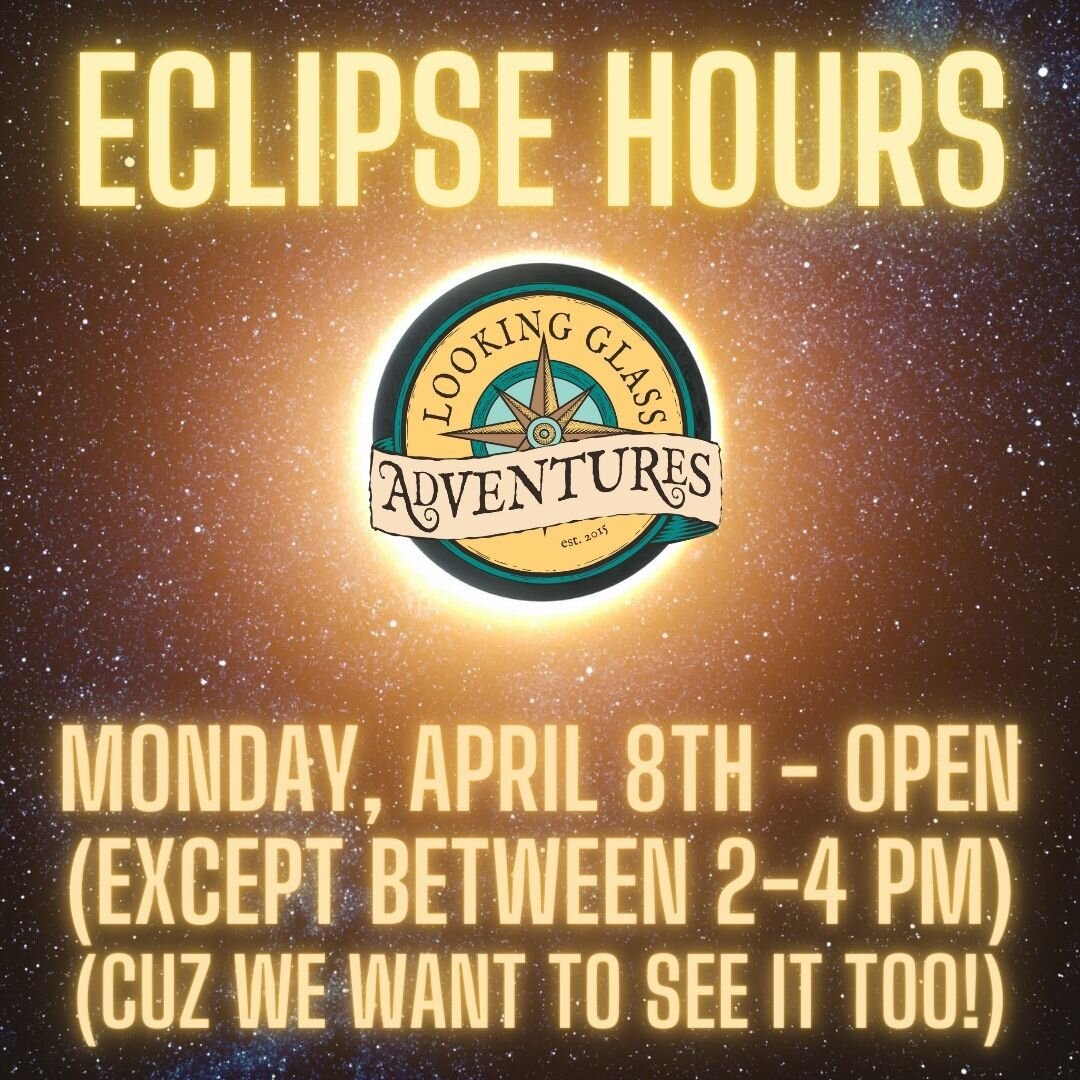 We are OPEN for the PA Day / Eclipse day tomorrow, with the exception of the hours of 2-4pm. Check our online calendar by clicking &quot;Book Now&quot; on our website. Keep those glasses on - you need your retinas to play more escape rooms!

#paday
#