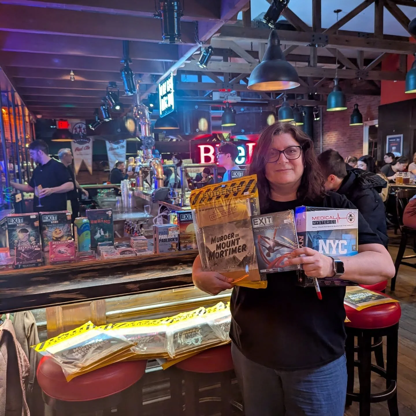 We've got a bar covered in mysteries and puzzles at #puzzledpint tonight! Come on by the 3 Brewers on Yonge where we're selling everything at 20% off!