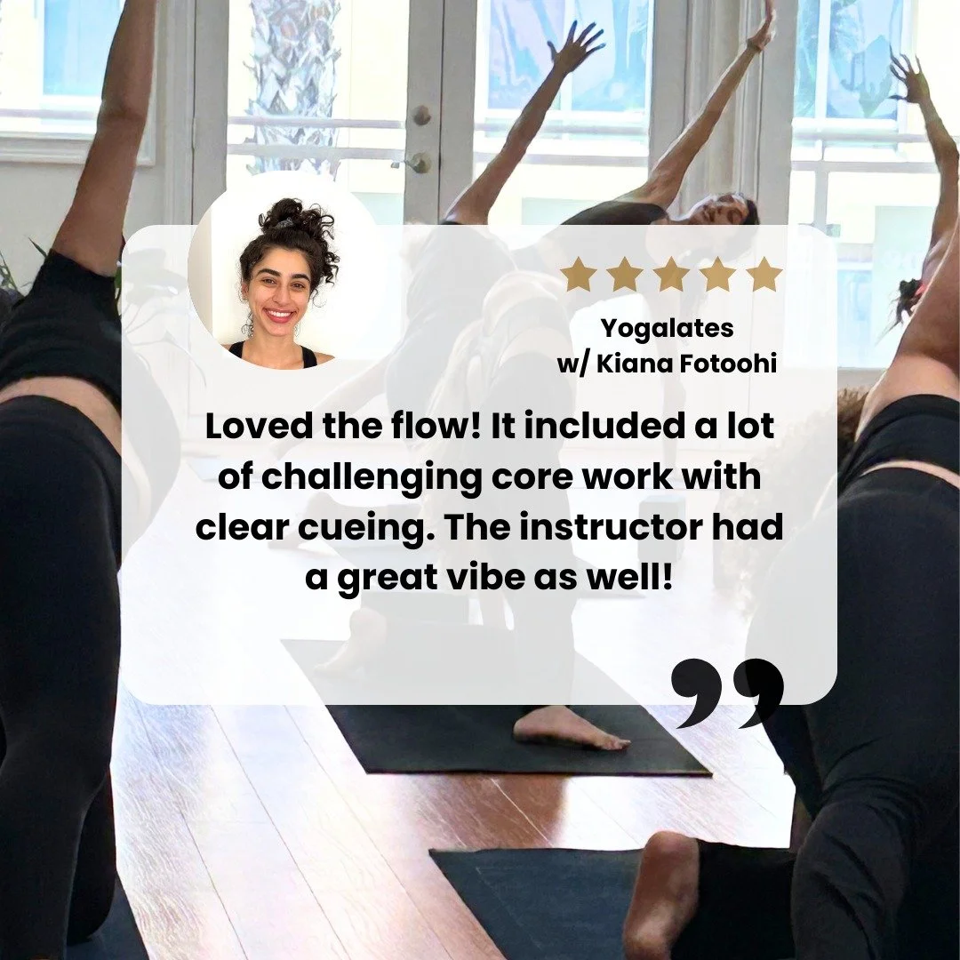 Thanks for another ⭐️⭐️⭐️⭐️⭐️ 5 Star Review for Yogalates with @pilateswithki 

&quot;Loved the flow! It included a lot of challenging core work with clear cueing. The instructor had a great vibe as well!&quot;

You have 3 chances to join Kiana!
✨ Mo