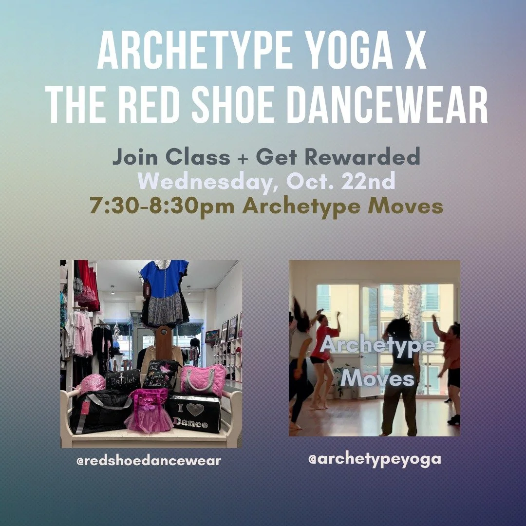 🩰 Get ready to jump into class + get rewarded!
On Wednesday, Oct. 22nd 7:30pm @redshoesdancewear located on Mission St. in South Pasadena has a special discount for all attendees. Get 20% off to stock up on attire!
Archetype Yoga x Red Shoes Dance