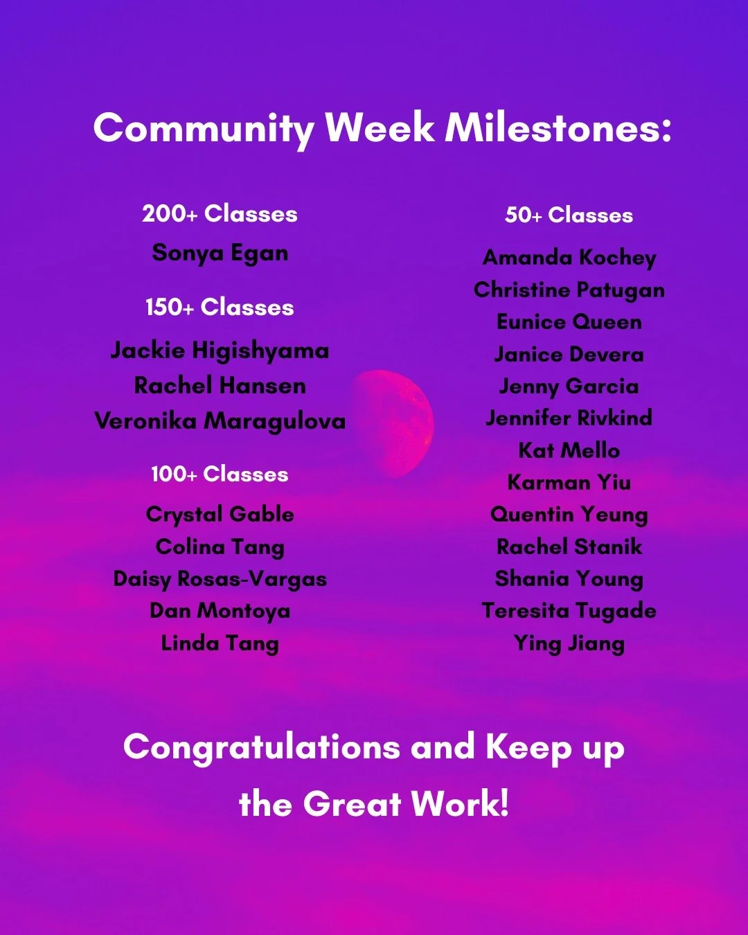 This week we celebrate the heart of our studio &mdash; YOU. 💙

We&rsquo;re honoring the dedication, consistency, and spirit of these incredible humans who&rsquo;ve reached major milestones on the mat. 🌞

Thank you for showing up for yourselves, for