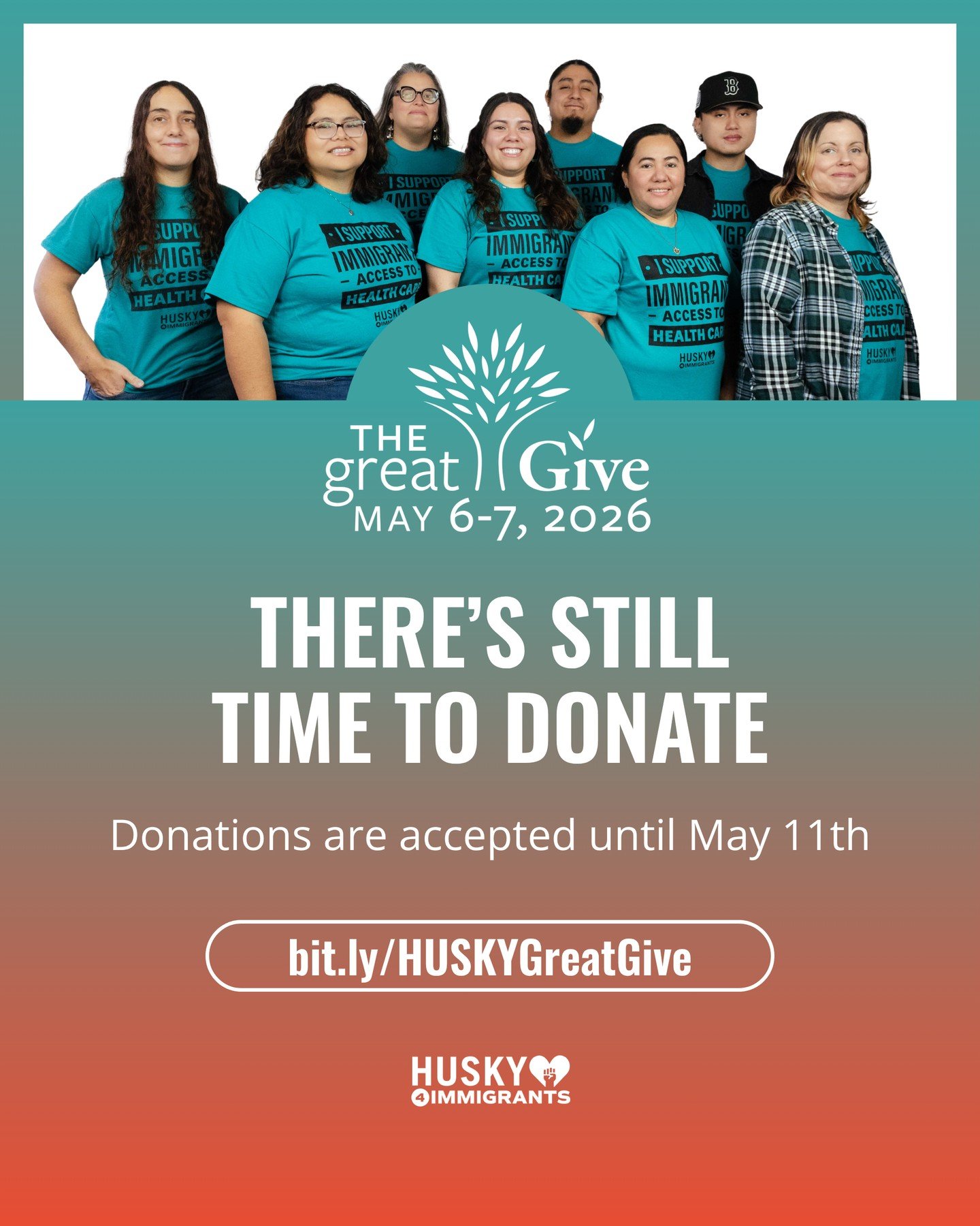 #TheGreatGive may have ended, but the giving isn't over.

The portal is open through tomorrow, May 11 at 8 am, and every donation still goes directly toward keeping immigrant families in Connecticut covered.

If you missed the main event, this is you