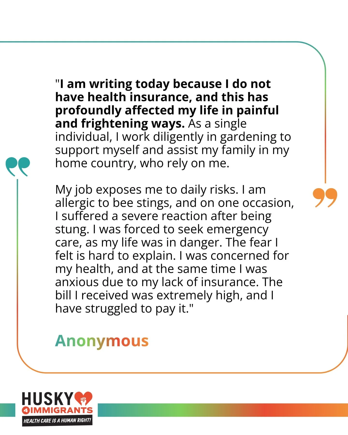 No one should have to fear the cost of getting care while fearing for their life.

For uninsured immigrants across Connecticut, a medical emergency can bring more than a health crisis. It can mean overwhelming bills, impossible choices, and financial