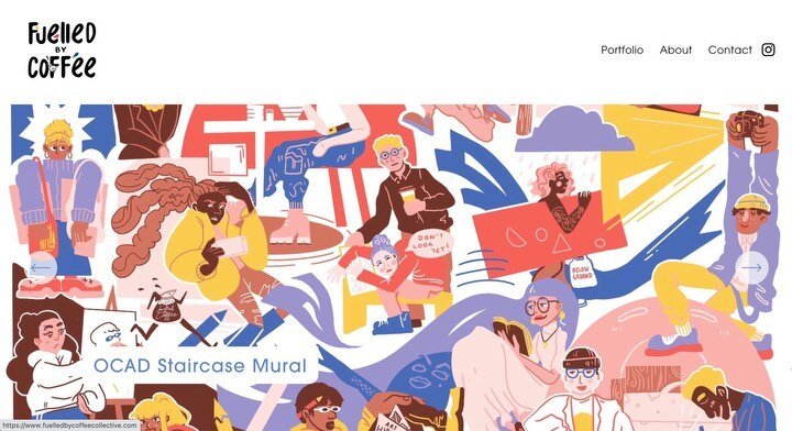 Hello everyone! We&rsquo;re so excited to share our new collective website!
&bull;
Here are some previews of our home page and group portfolio. Link in our bio, feel free to click around and check it out 😊🥰 #illustrator #fbc #webdesign