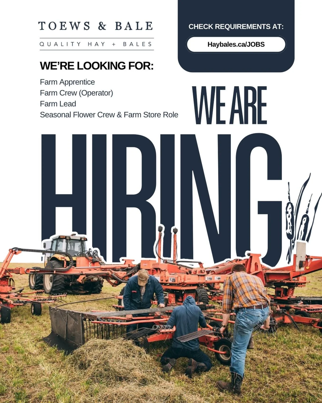 We want YOU! 🫵🏼

We are hiring for this upcoming season for the following positions:
🚜 Farm Apprentice
🚜 Farm Crew (Experienced Operator)
🚜 Farm Lead
🚜 Seasonal Flower Crew &amp; Farm Store Role

📍 All positions require you to be on site in Th