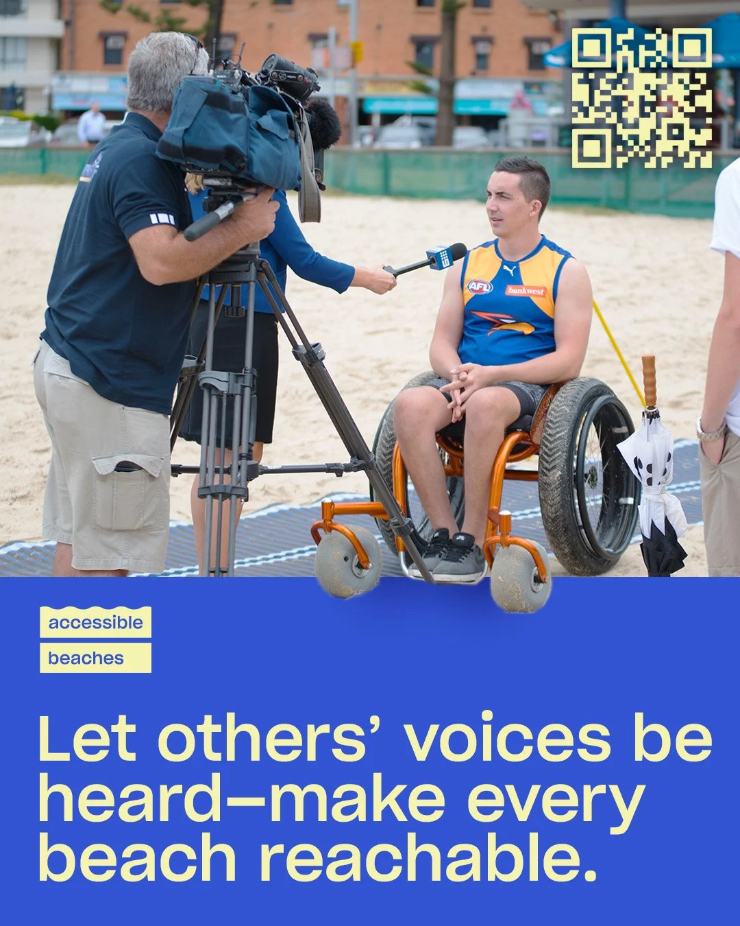 🚨 Let others' voices be heard - make every beach reachable.

Your donation delivers meaningful impacts by enabling us to advocate on behalf of people with disabilities when their own voices are not being heard. Ensuring they are VALUED and their VOI