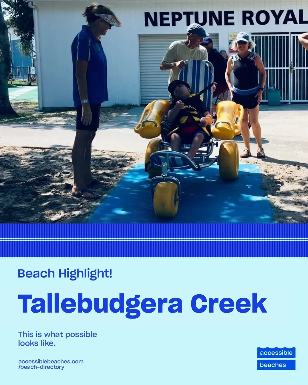 🏖️ Tallebudgera Creek - a 5 star accessible experience. 

Tallebudgera Creek delivers an exceptional accessible experience. From well located accessible parking, to a Changing Places facility and a welcoming Life Saving Club, Tallebudgera has it all