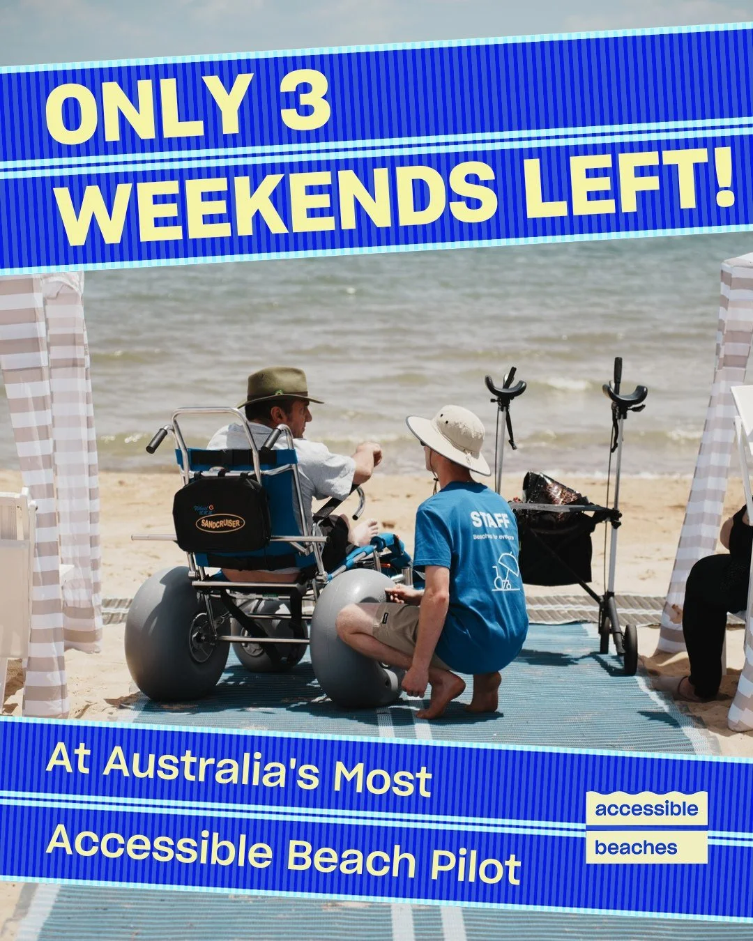 Australia's Most Accessible Beach Pilot is almost at its end!

There are only three weeks left of Australia&rsquo;s first fully staffed accessible beach pilot. We can't believe it, we've had such a blast down at Frankston over the Summer.

So if you 