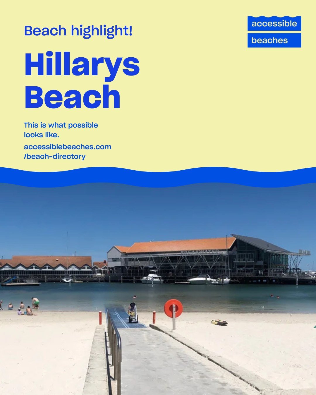 Are you in WA this summer and looking for the perfect beach to visit?

Head to Hillarys Beach! The Harbour has been developed to be accessible to all, offering unique facilities for people with disabilities, including: universal access floating ponto
