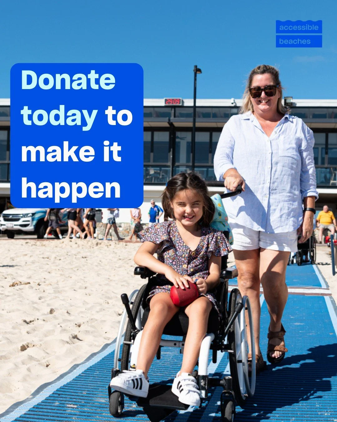 Help us create an Australia where everyone, regardless of ability, can share the joy of a day at the beach.

Together, we can break down barriers and build a more inclusive coastline, bringing the freedom of the beach to everyone. Donate today to mak