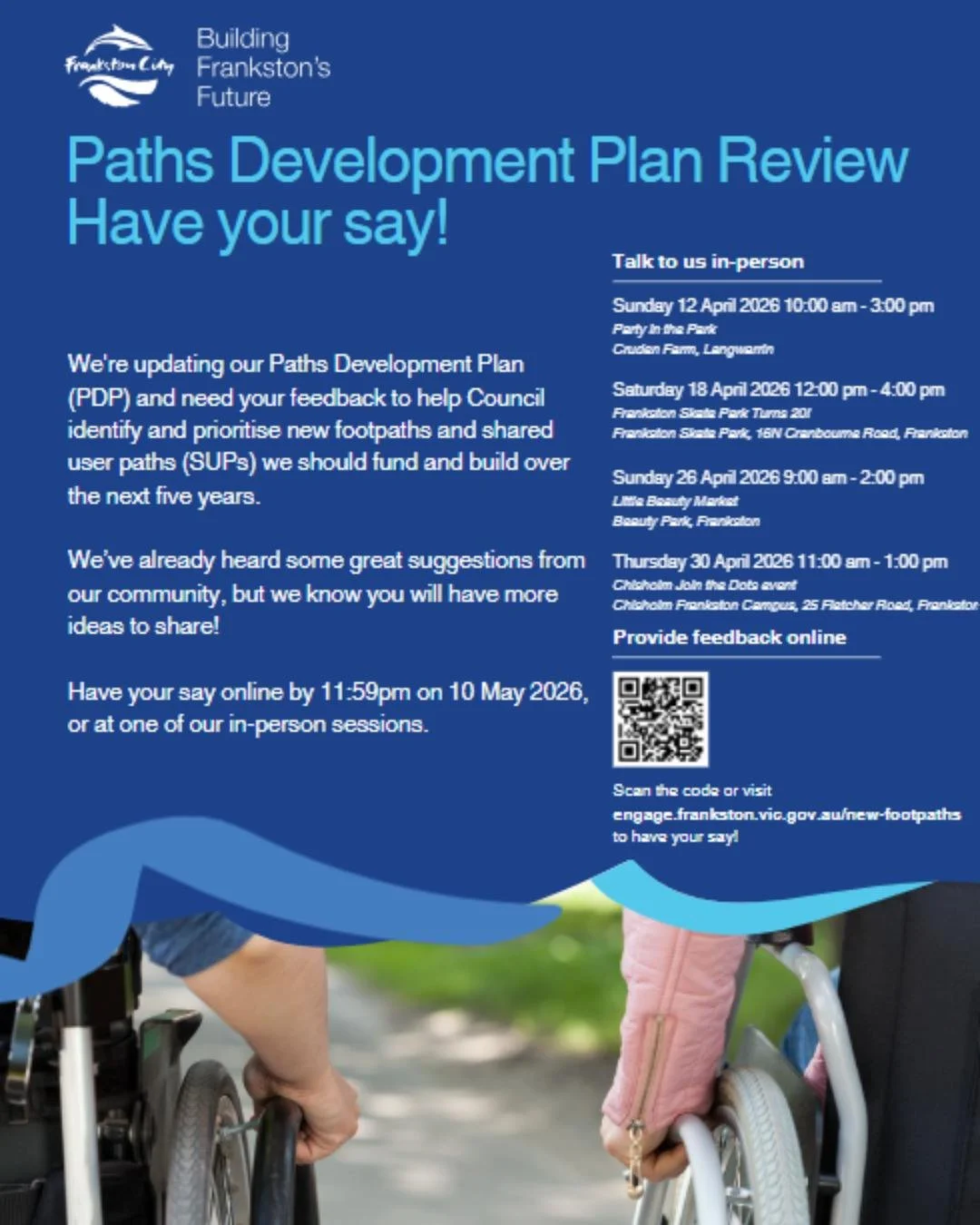 Paths that work for everyone 🌊🚶&zwj;♀️🚴&zwj;♂️

Accessible paths mean more people can enjoy getting out, staying active, and connecting with our beautiful coastline, neighbourhoods and communities.

@frankstoncity, the home of Australia&rsquo;s Mo