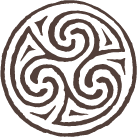 A black circular maze with a complex swirling pattern.