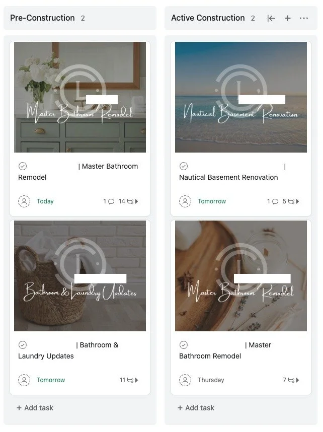 Mood: When your task list is almost as beautiful as the spaces you're creating 😍

All our clients have access to their own custom project portal, where they can choose selections, view documents, pay invoices, receive updates, and chat with our team