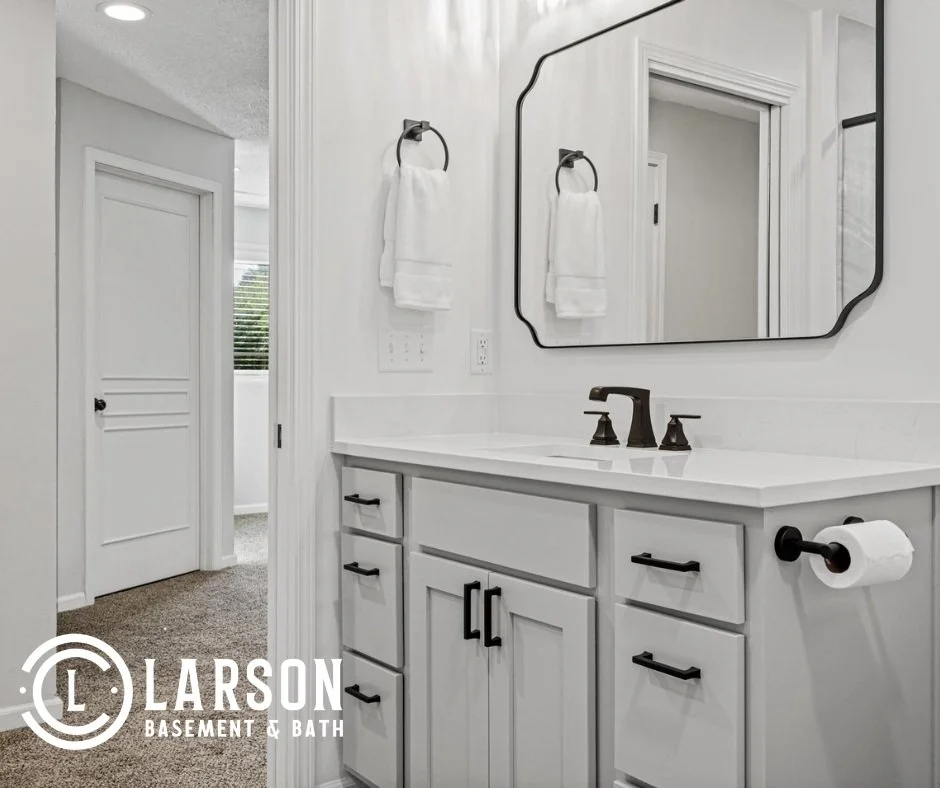 ✨ Project Reveal! ✨

Our clients in Ramsey wanted to accomplish a few specific goals for their remodel...

1. Make their bathroom accessible for guests, so they don't have to go through the bedroom to get there.

2. A bigger vanity - the pedestal sin