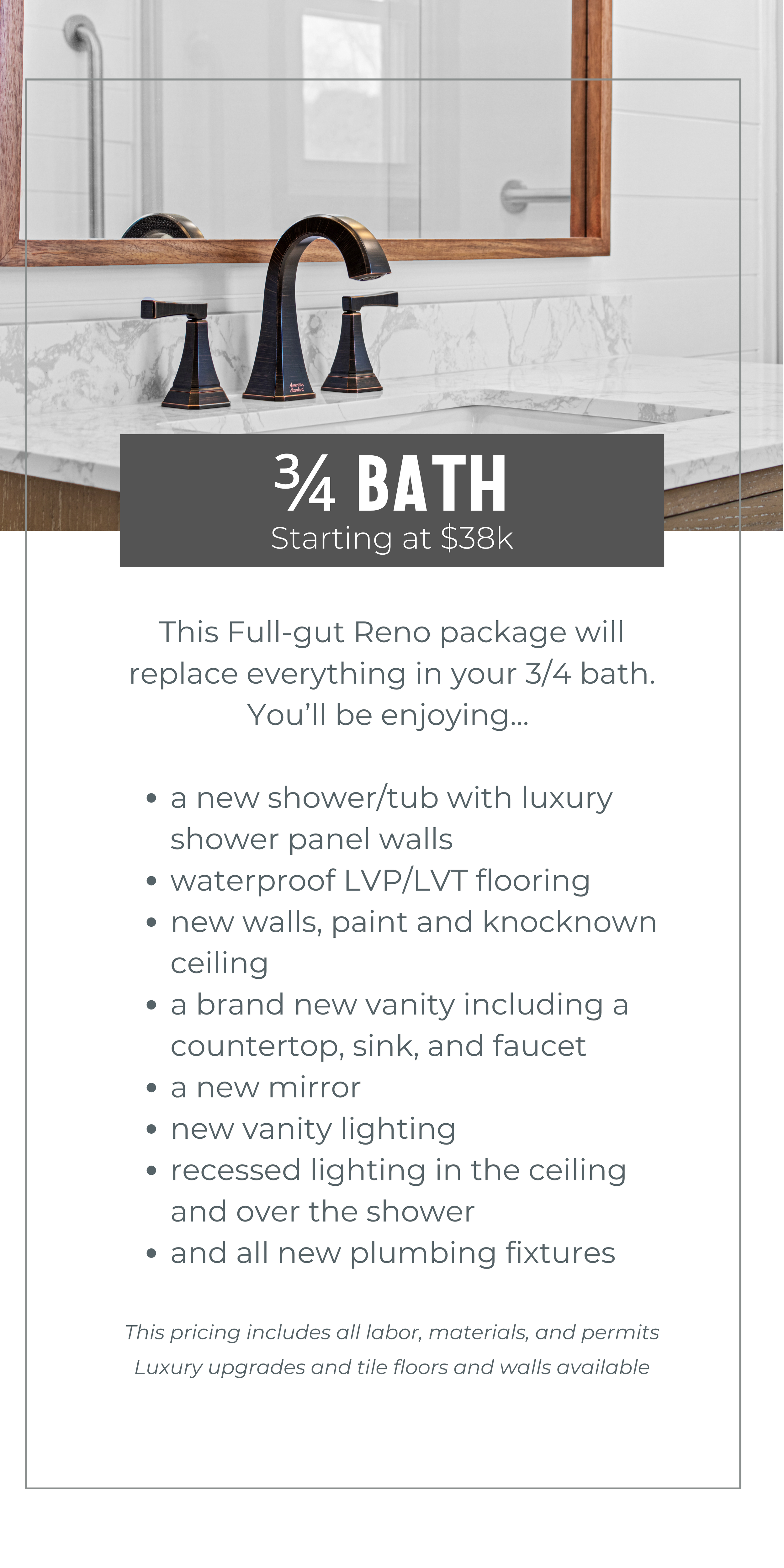3/4 bath remodel cost
