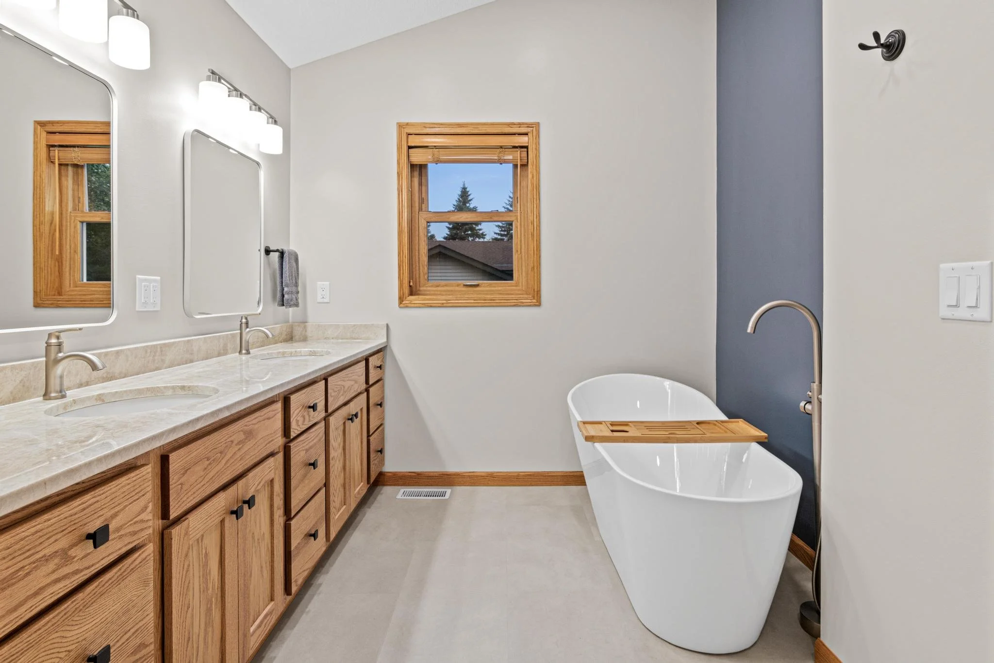 Bathroom Remodel with a freestanding tub